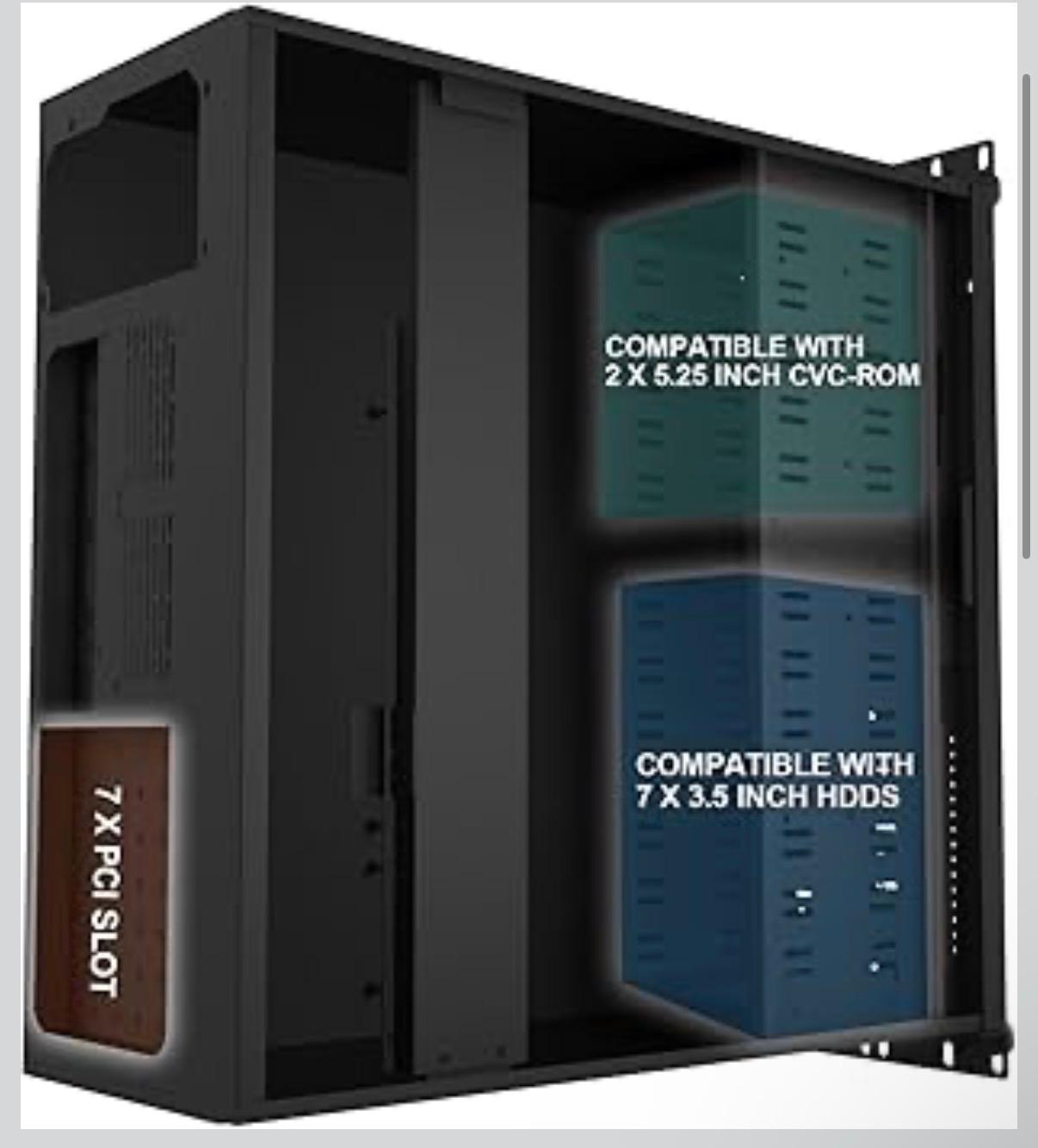 4U Server Cabinet Case - Rackmount Server Chassis with 7 PCI Slots, Lockable with Key