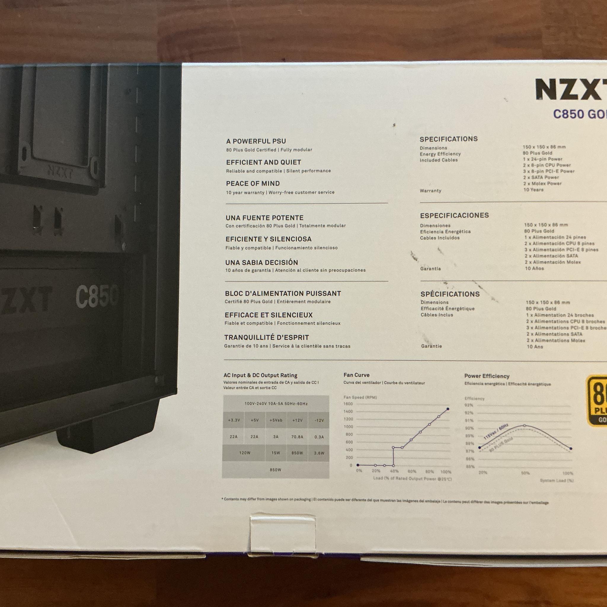 NZXT c850 850w Fully Modular Gold Rated PSU