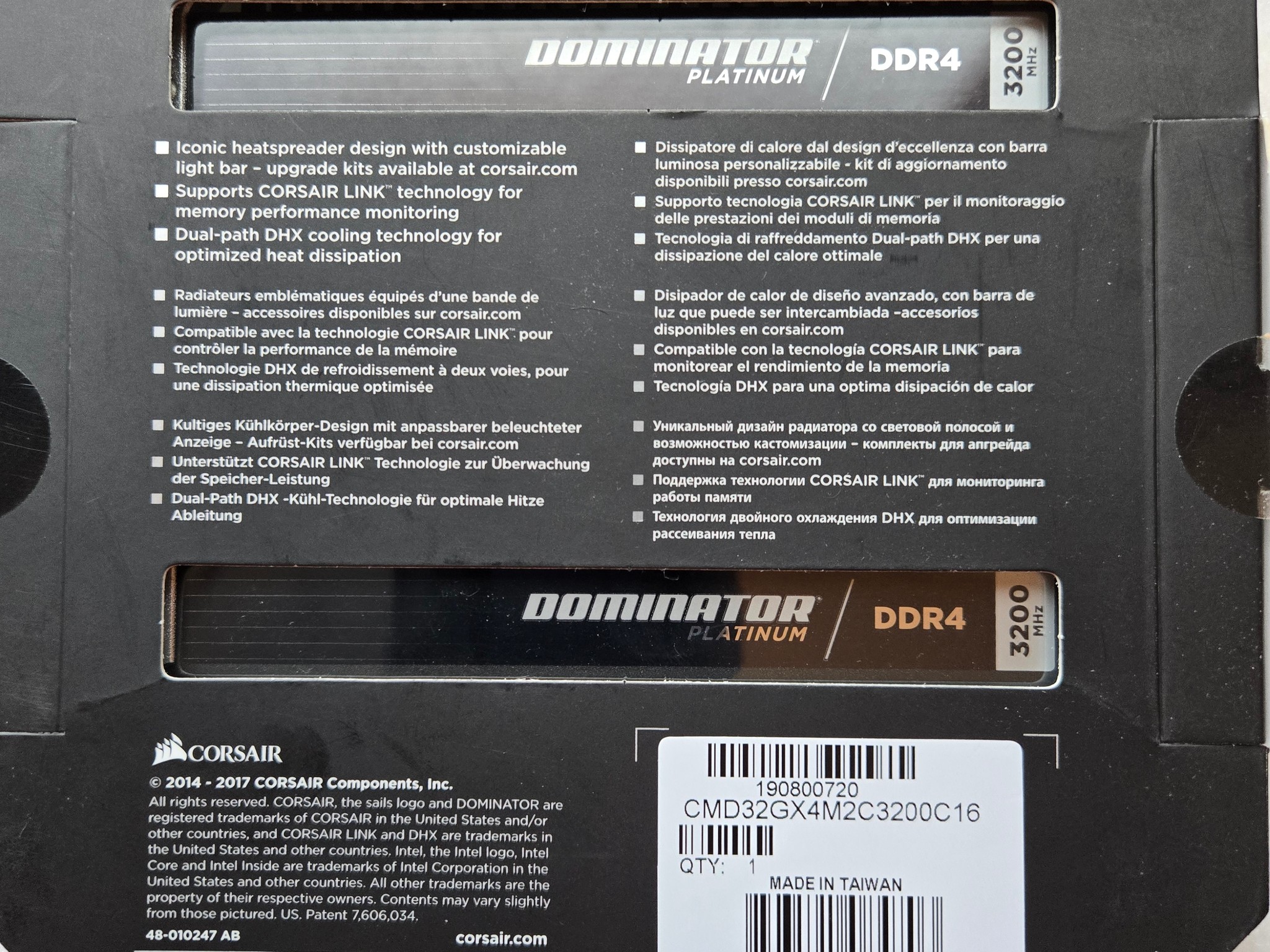 Corsair Dominator Platinum 32GB (2x16)DDR4 3200MHz