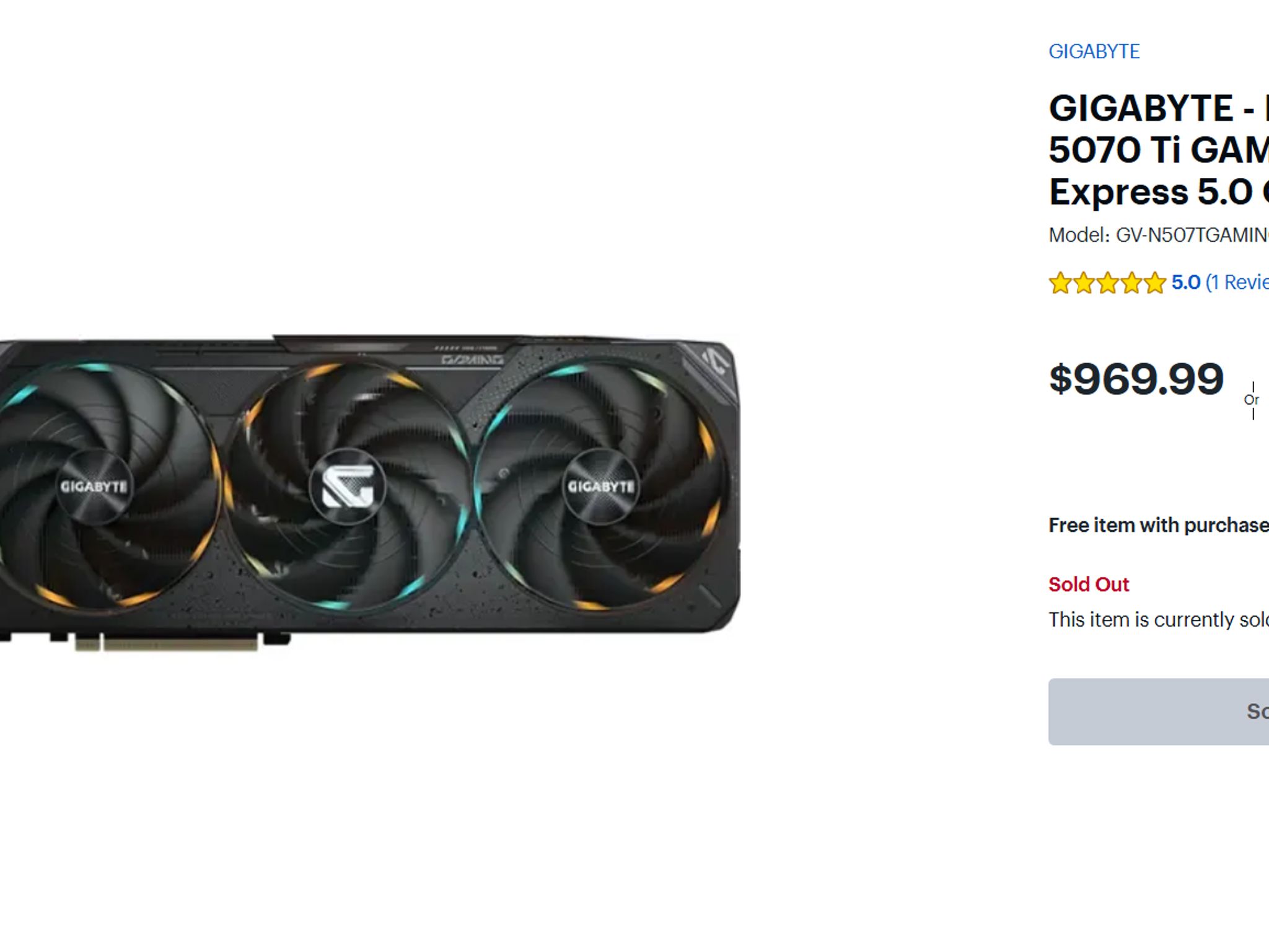 SEALED GIGABYTE - NVIDIA GeForce RTX 5070 Ti GAMING OC 16G Graphics Card - Black