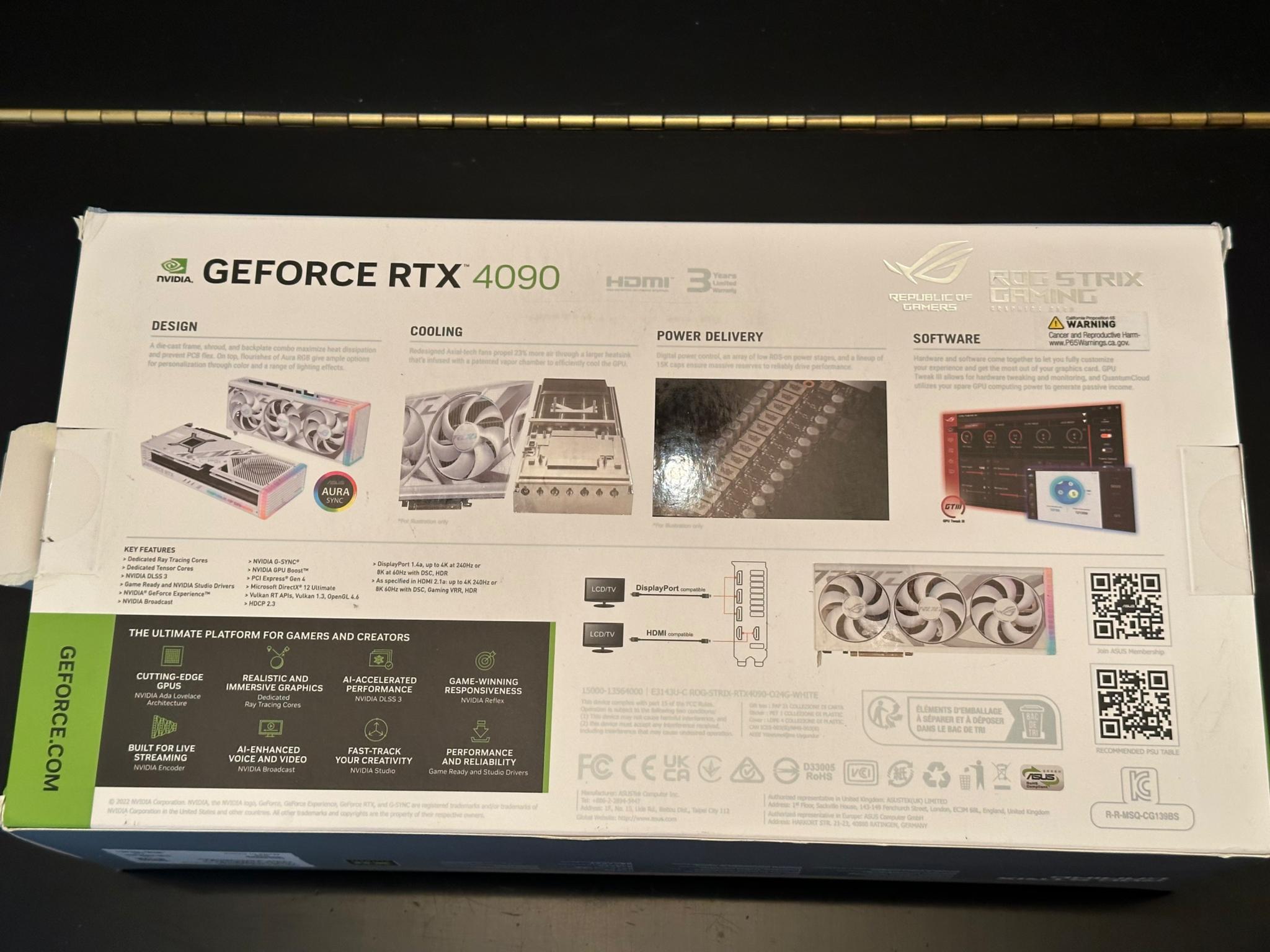 ASUS RTX 4090 White ROG Strix OC 24GB GDDR6X with original box