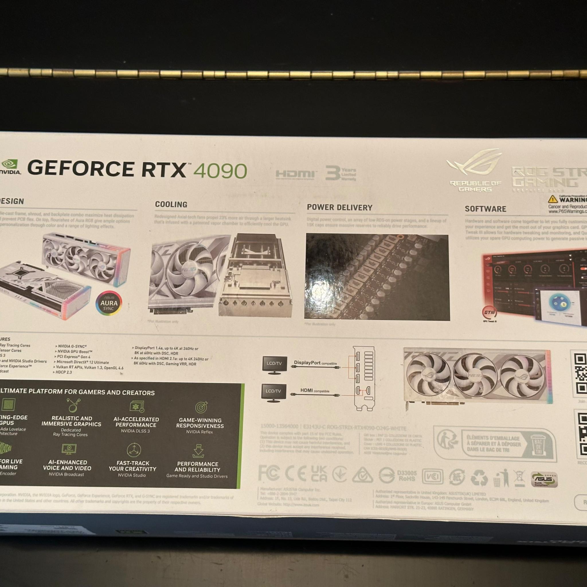 ASUS RTX 4090 White ROG Strix OC 24GB GDDR6X with original box