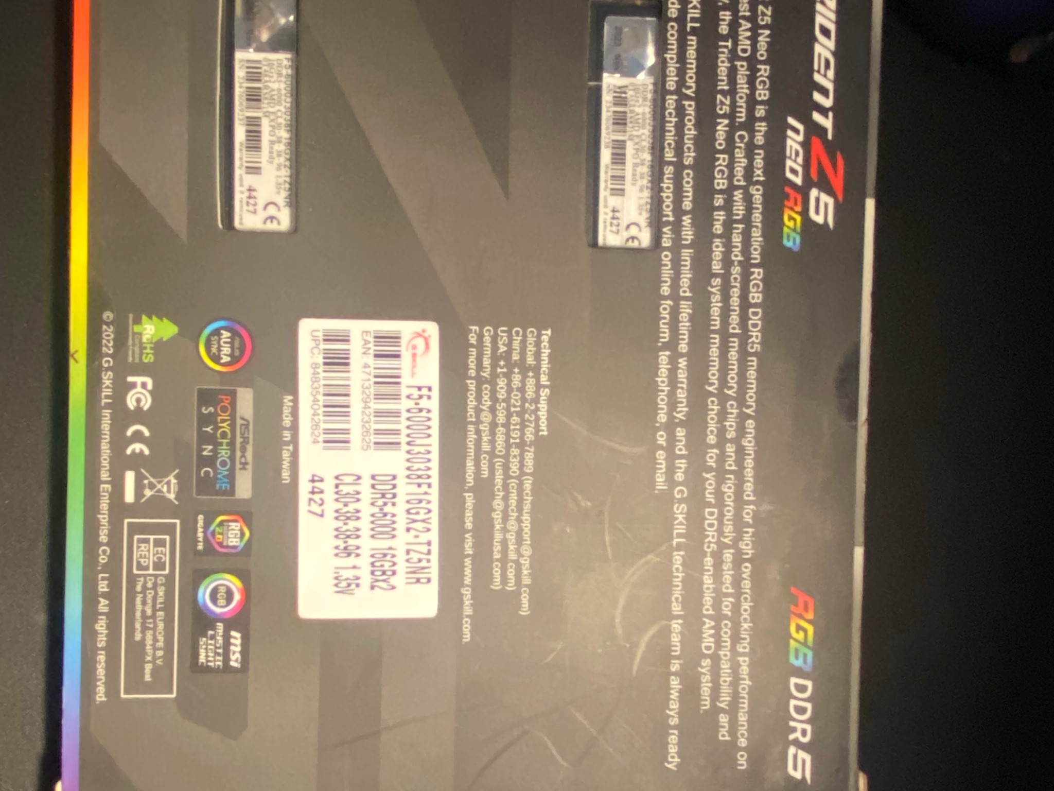 TRIDENT Z5 NEO RGB 32GB DDR5 6000MTS