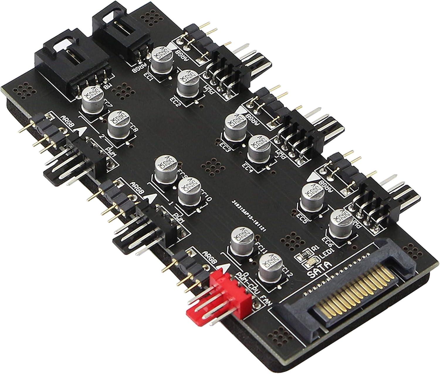PWM ARGB 2-In-1 6 Channel Hub With SATA 15Pin Power Supply (3 NEW IN BOX)