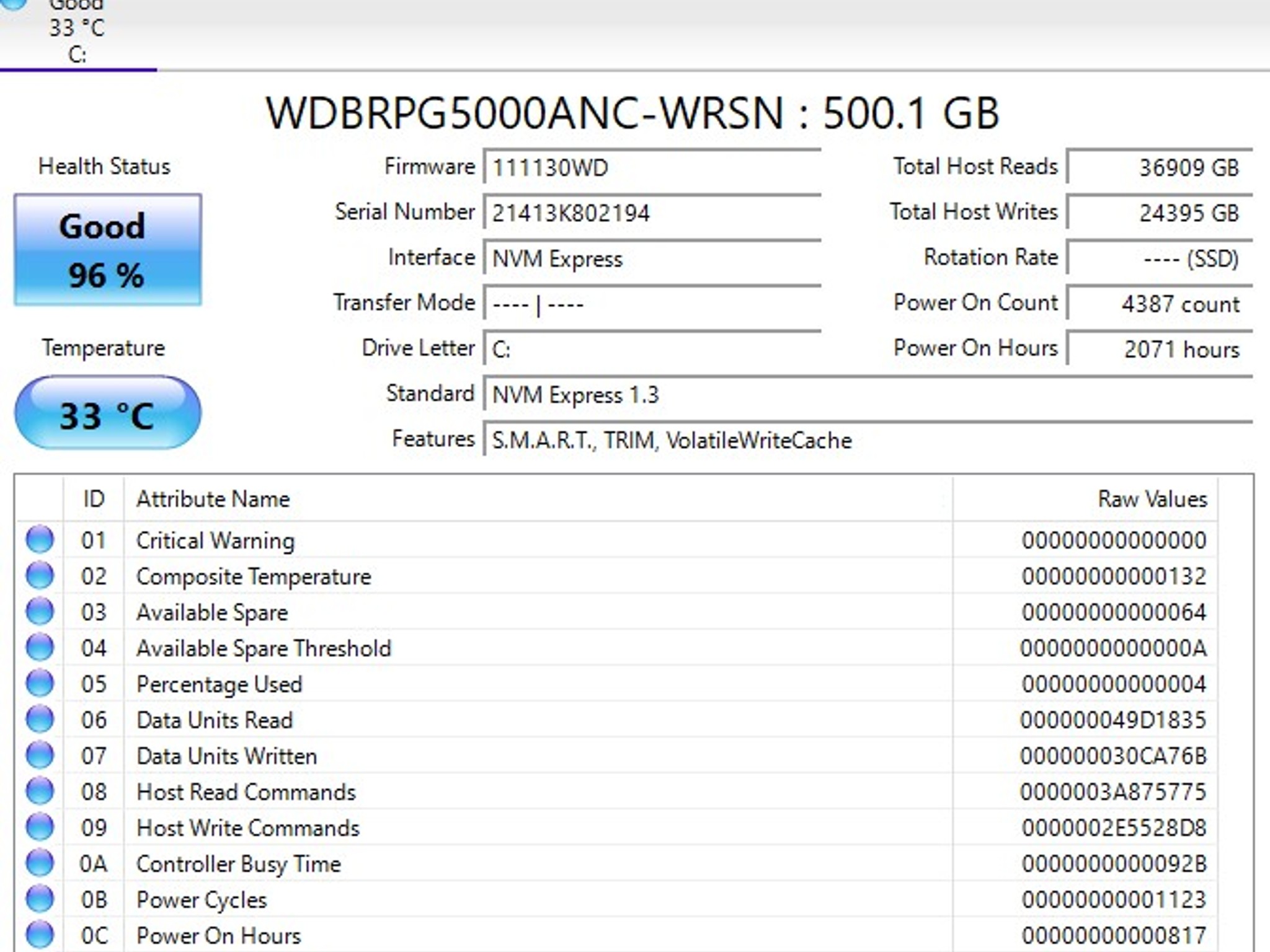 WD Black SN750 500GB NVMe SSD WDBRPG5000ANC PC Storage