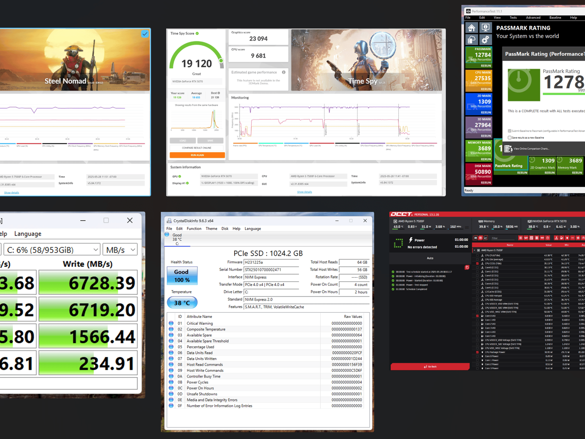 Mini Boss!👑– Ryzen 5 7500F + RTX 5070 | 32GB DDR5 6000 | 1TB Gen4 NVMe | Temp Display!