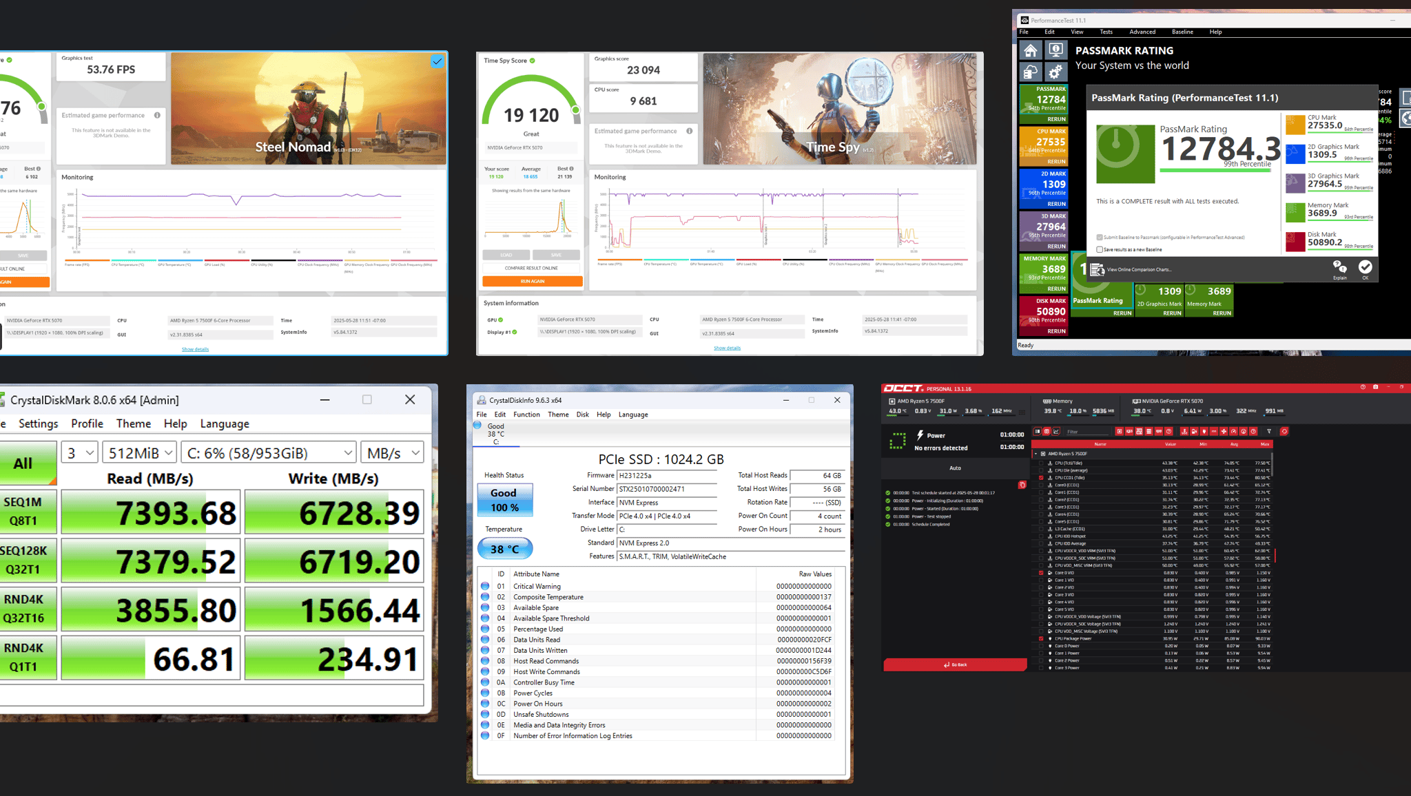 Mini Boss!👑– Ryzen 5 7500F + RTX 5070 | 32GB DDR5 6000 | 1TB Gen4 NVMe | Temp Display!