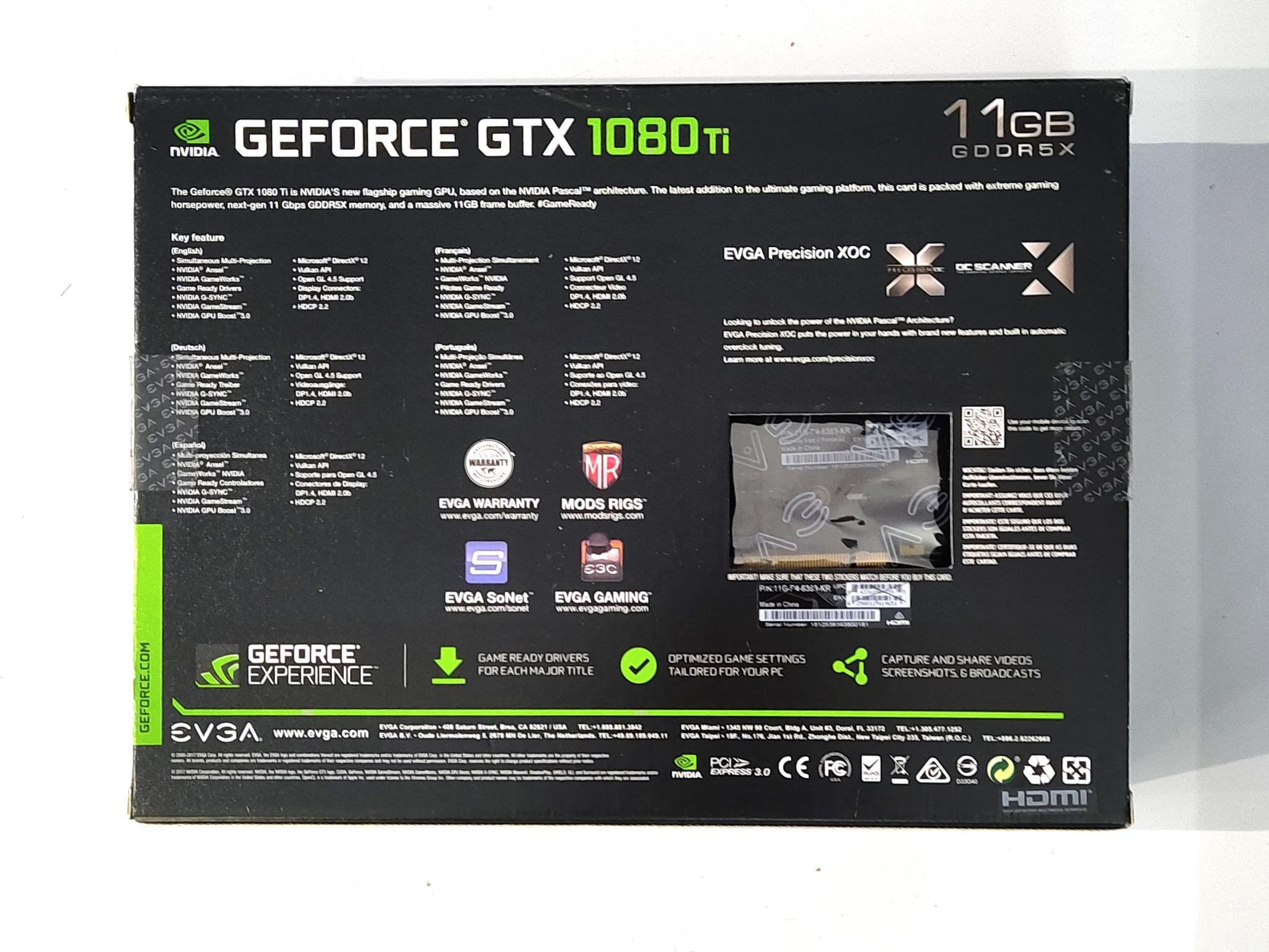 EVGA Geforce GTX 1080Ti  SC 11GB