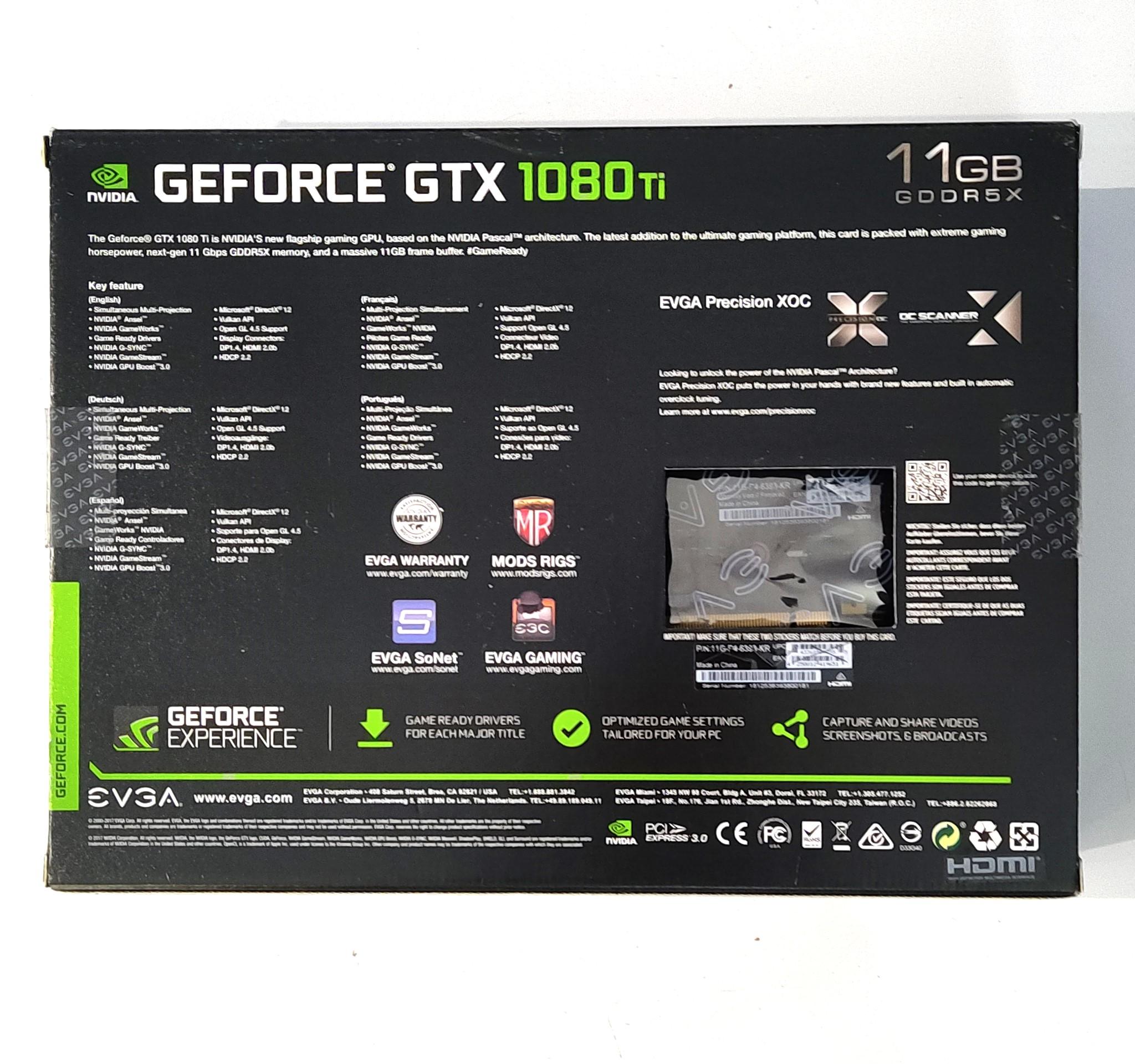EVGA Geforce GTX 1080Ti  SC 11GB