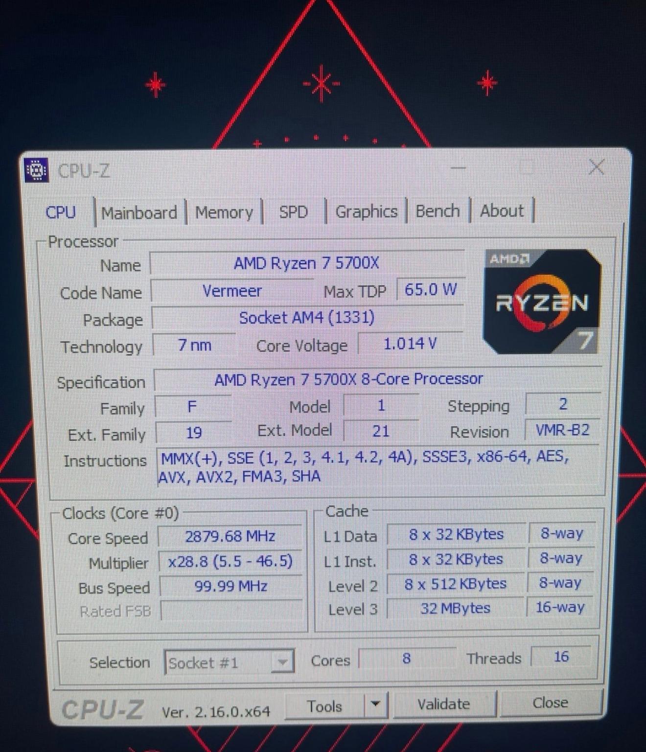 AMD Combo - Ryzen 7 5700X + MSI B550 Board + 16GB DDR4 RAM