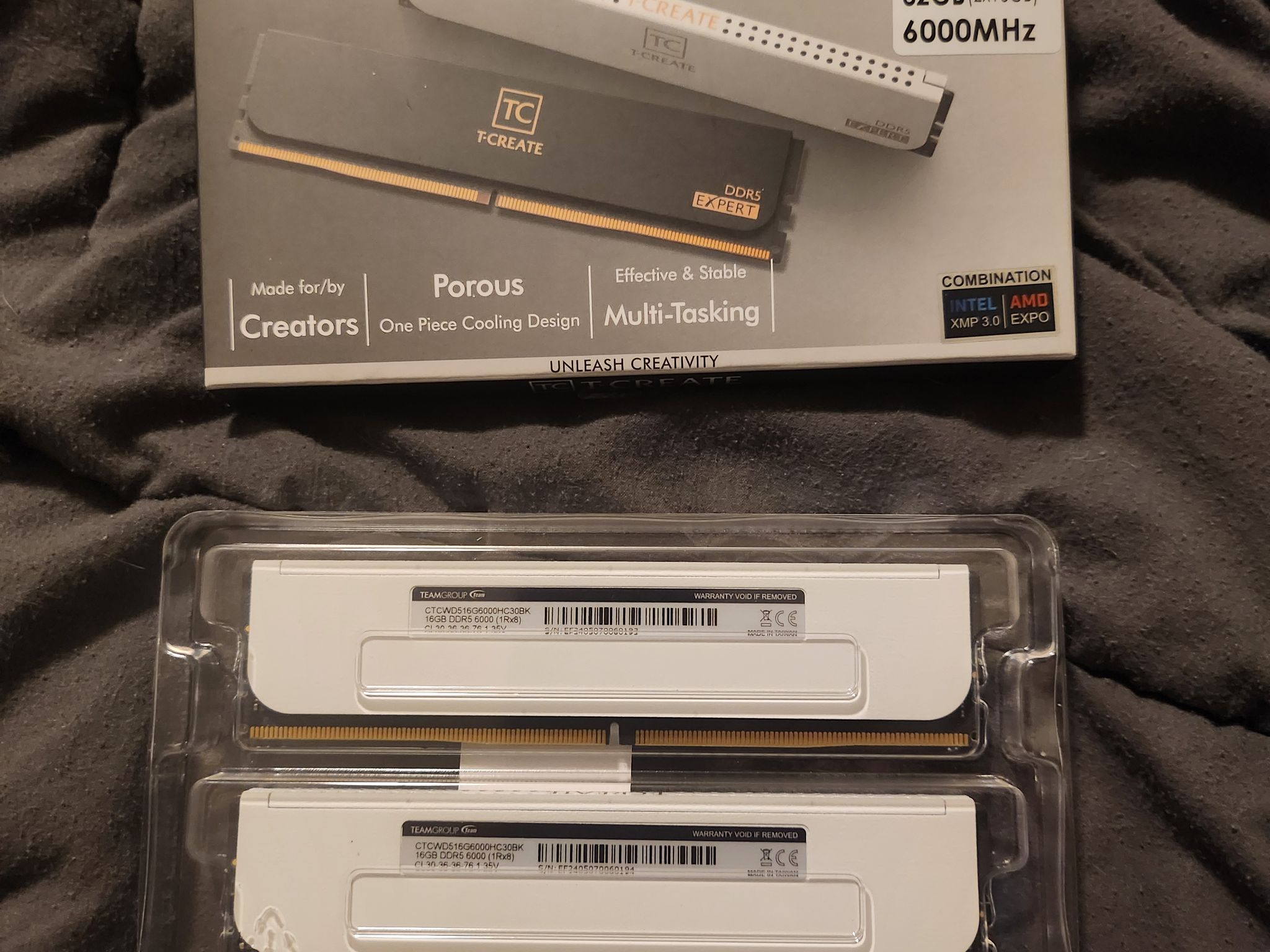 Teamgroup T-CREATE EXPERT (White) 32GB (2x16GB) CL30-36-36-76 6000 MT/s DDR5 Memory