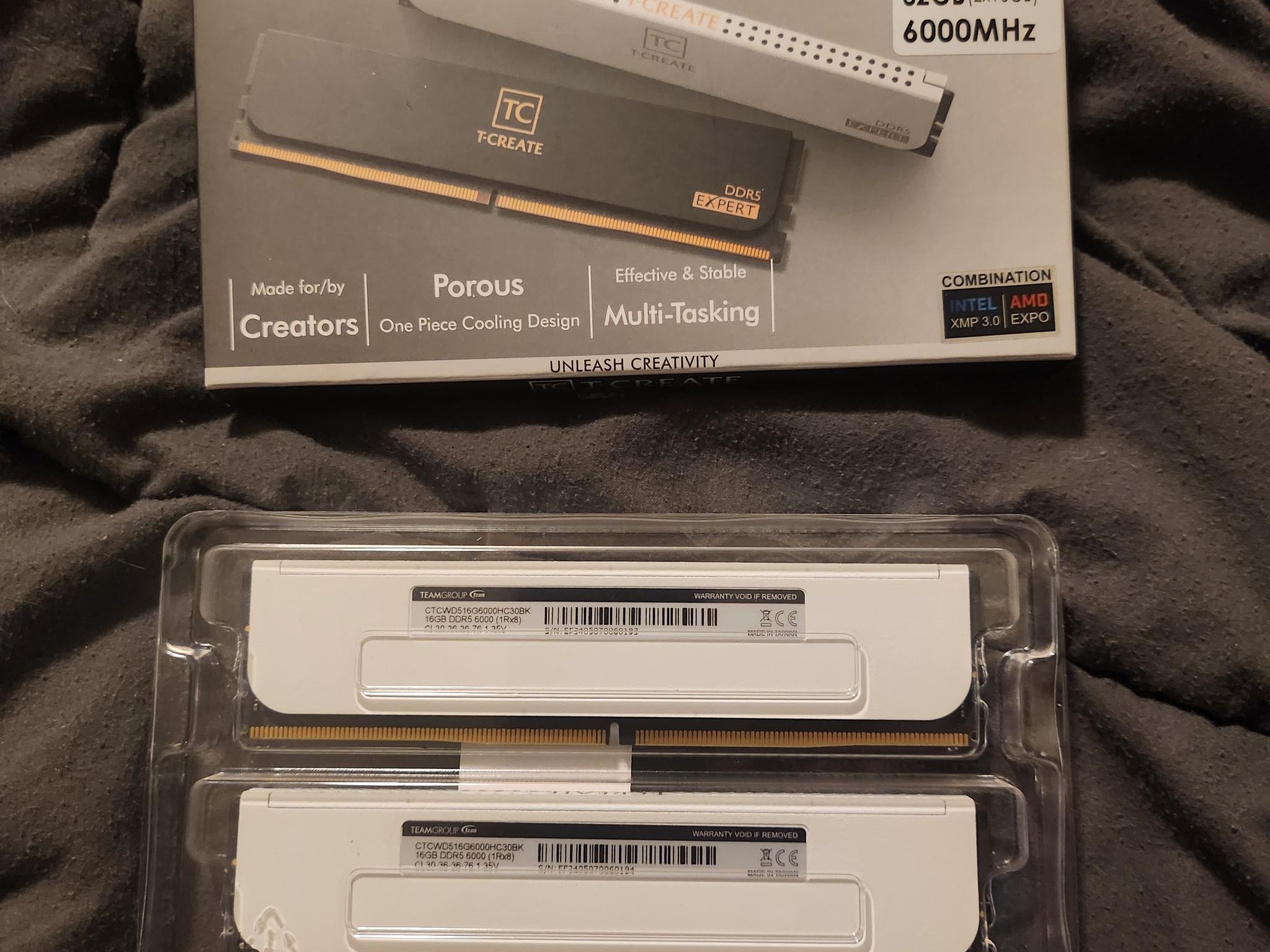 Teamgroup T-CREATE EXPERT (White) 32GB (2x16GB) CL30-36-36-76 6000 MT/s DDR5 Memory