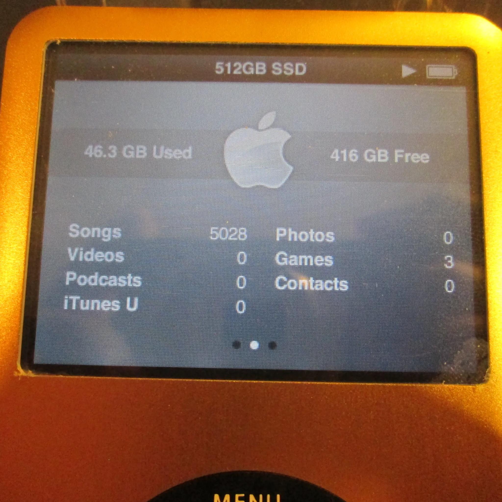 Ipod Classic 7th Gen 512gb SSD 3000mah Battery And Accessories