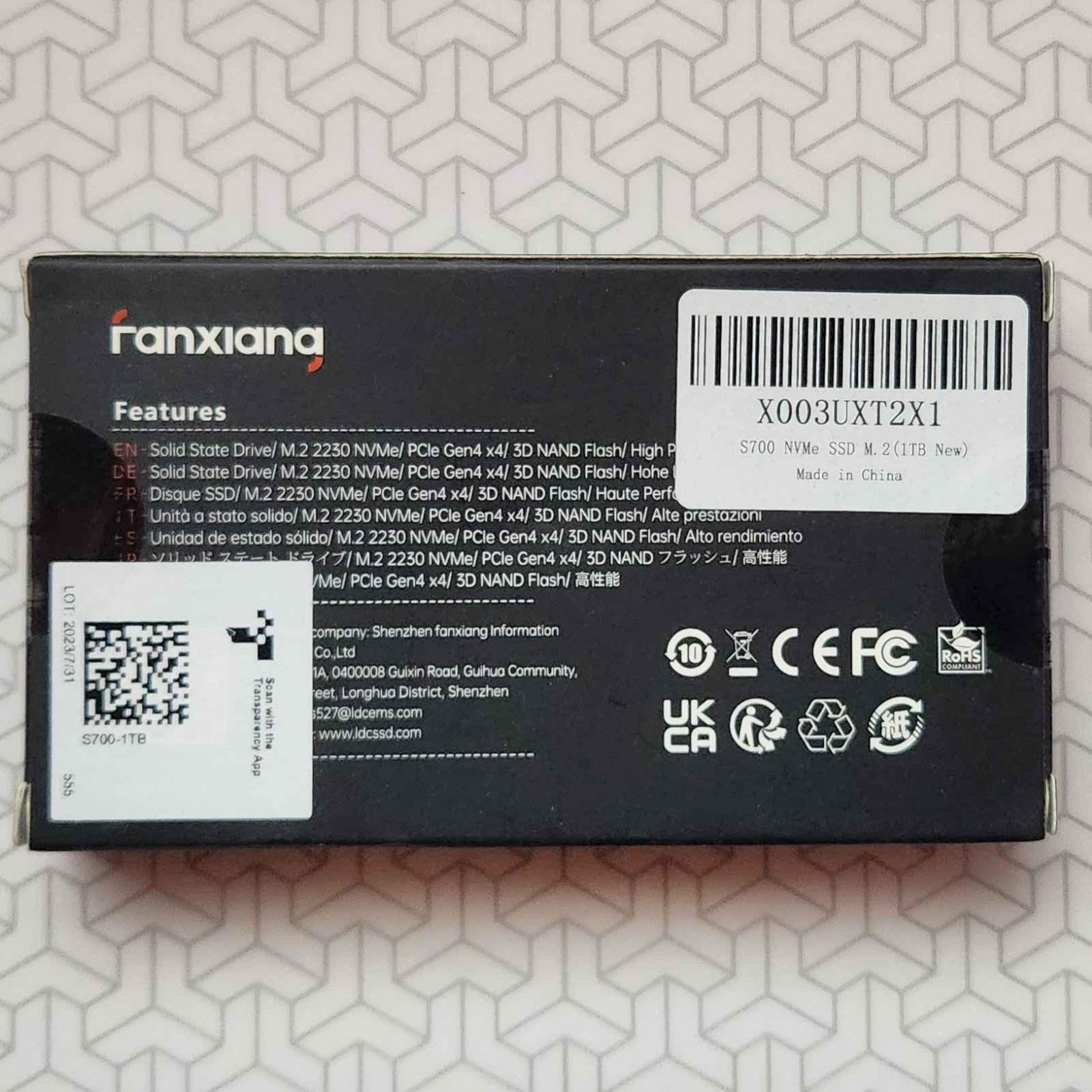 FanXiang S700 PCIe 4.0 NVMe M.2 SSD 1T – Blazing-Fast Speeds