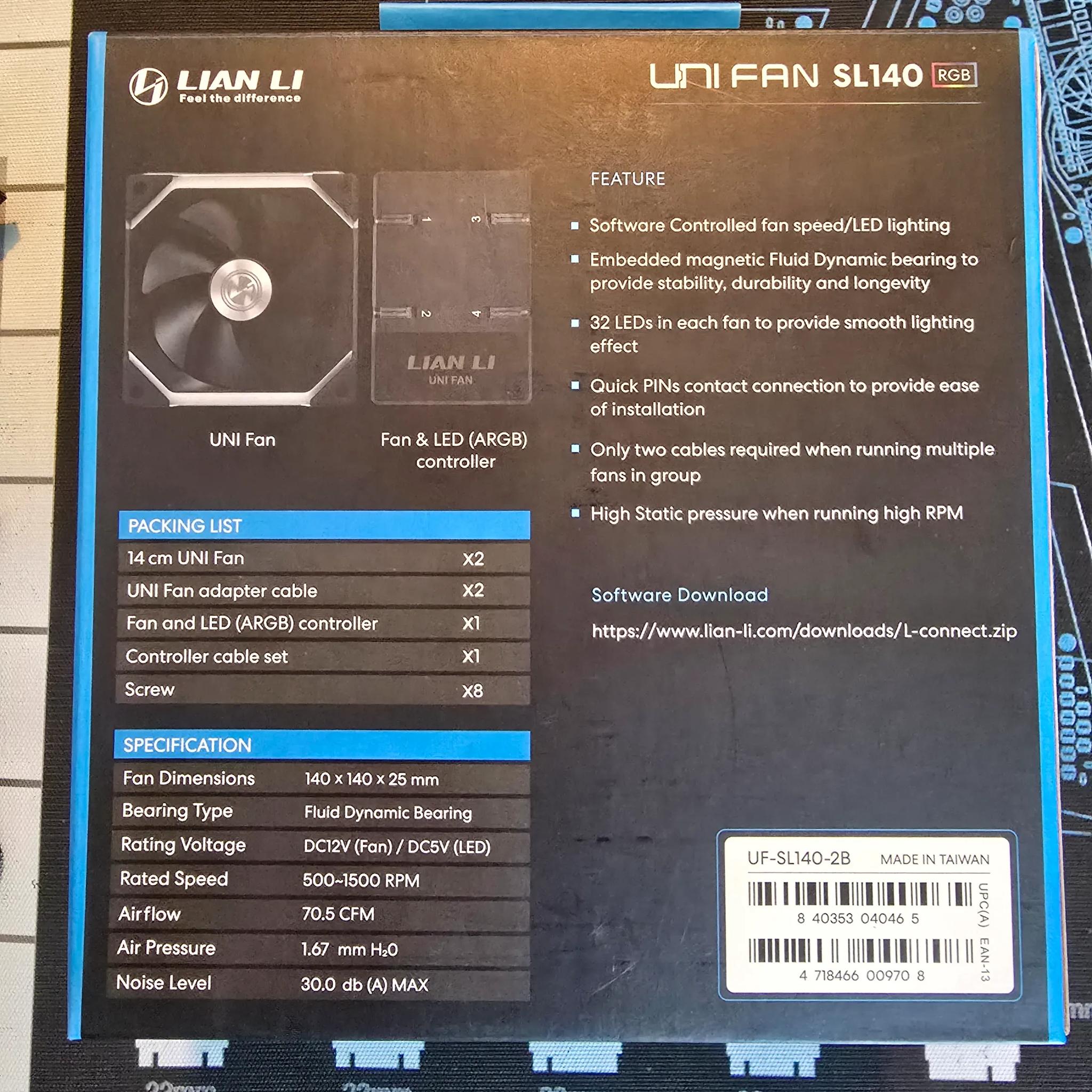 8 Lian-Li SL140mm UNI Fans