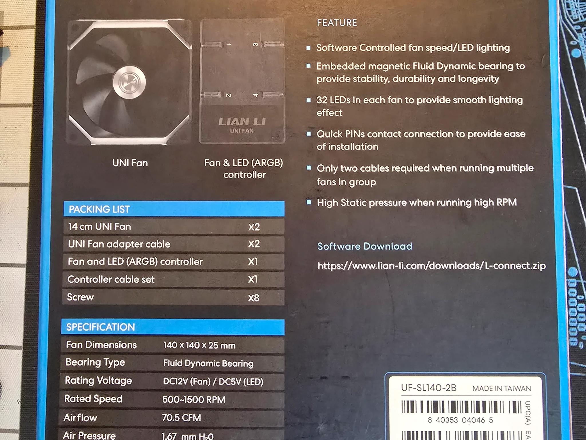 8 Lian-Li SL140mm UNI Fans