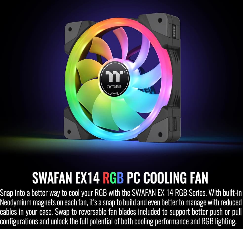 BNIB SWAFAN EX 14 RGB PC Cooling Thermaltake Fan, 3 Fans