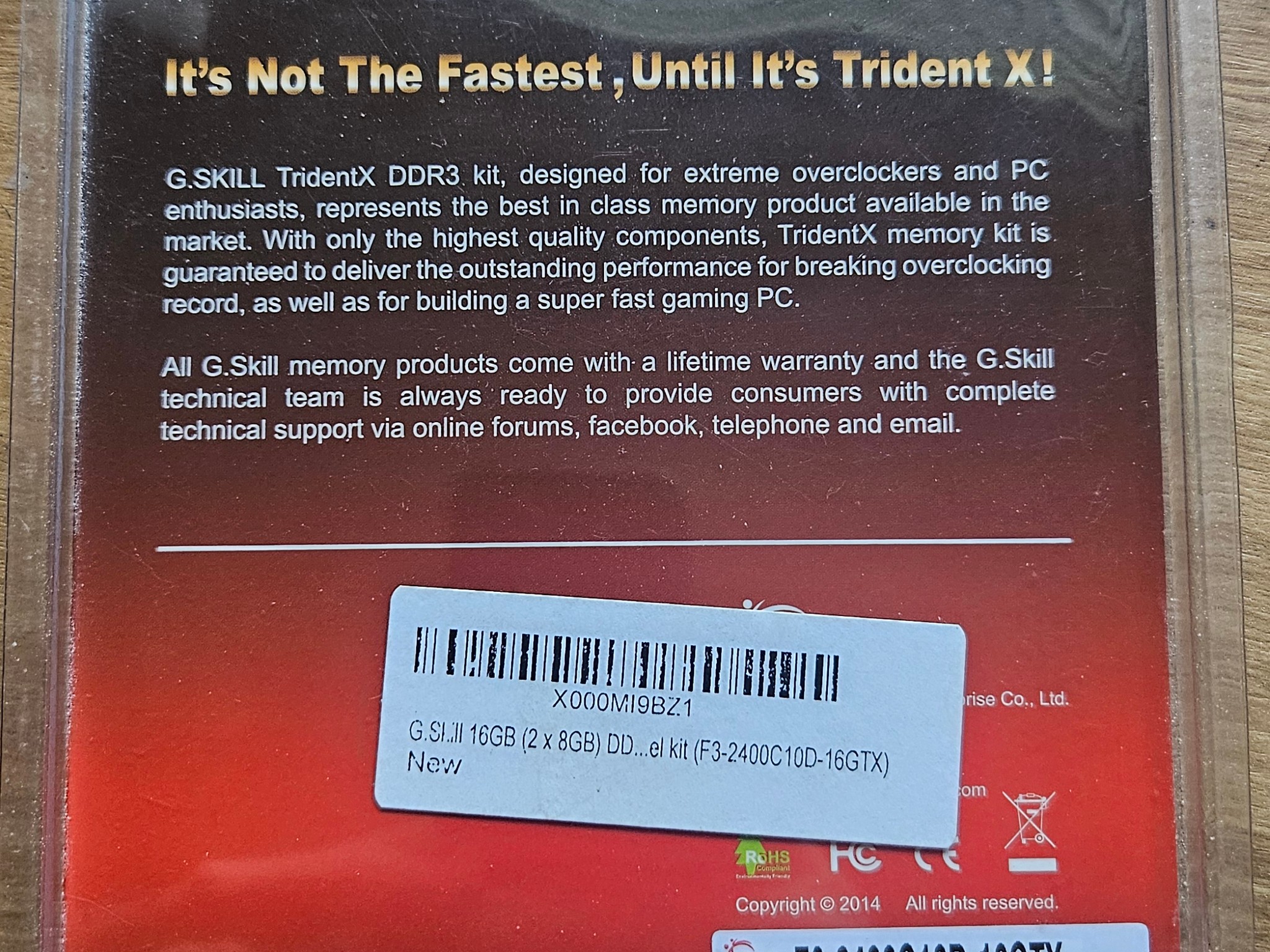 16GB G.Skill Trident X 2400MHz DDR3