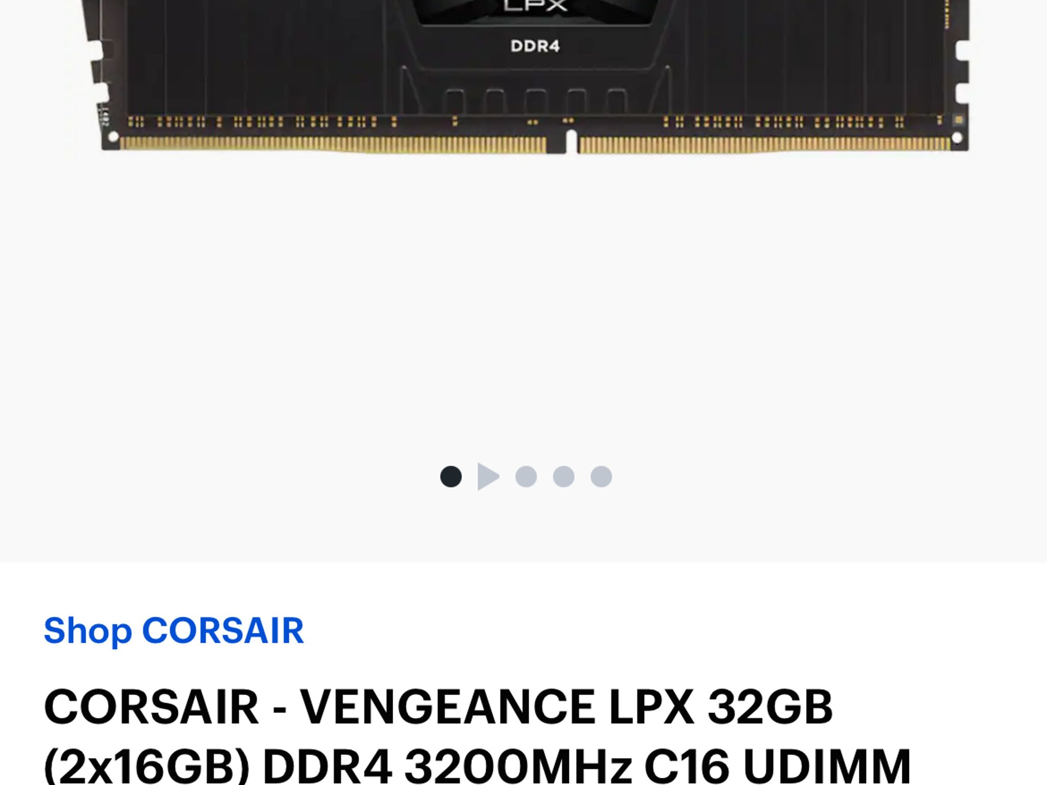 CORSAIR - VENGEANCE LPX 32GB (2x16GB) DDR4 3200MHz C16 UDIMM Desktop Memory - Black