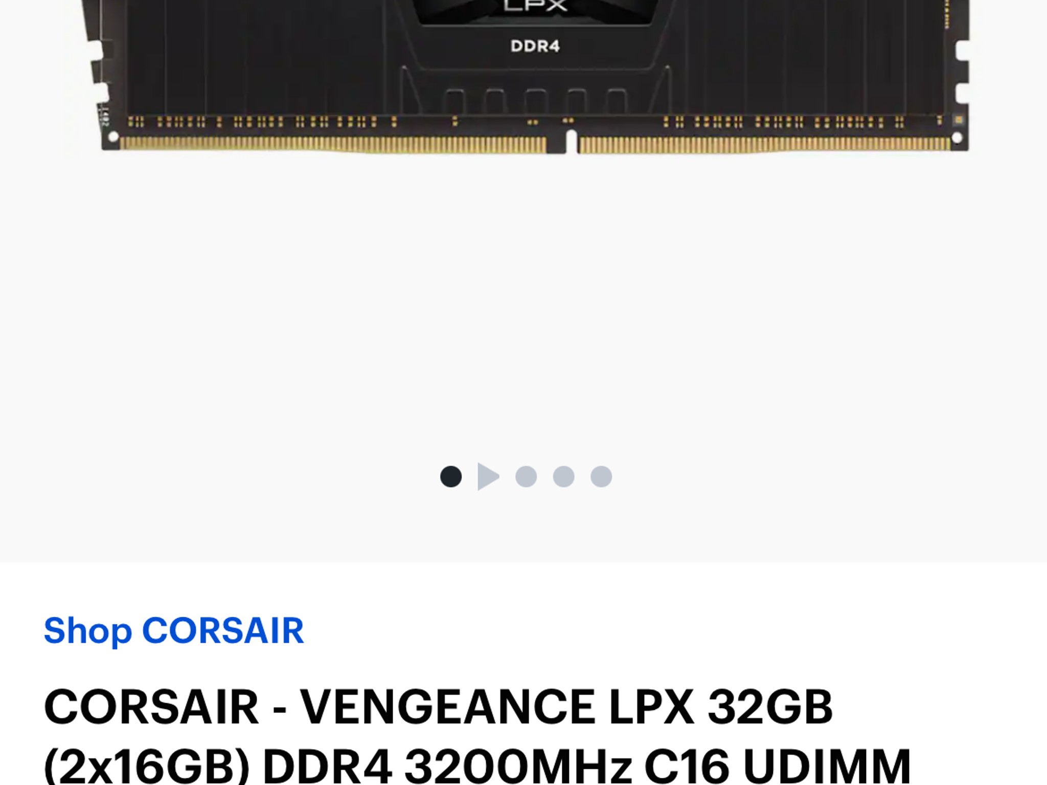 CORSAIR - VENGEANCE LPX 32GB (2x16GB) DDR4 3200MHz C16 UDIMM Desktop Memory - Black
