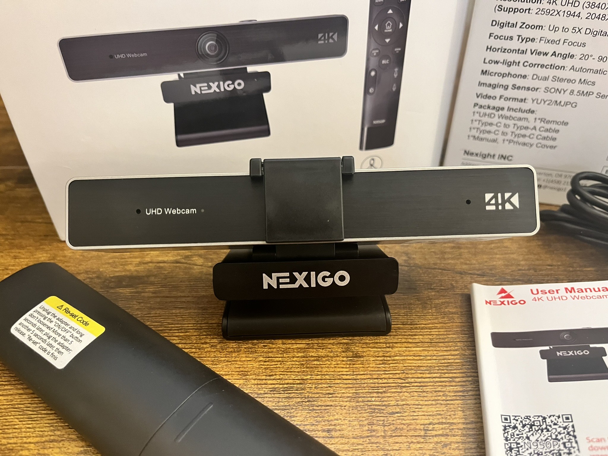 NexiGo N950P 4K UHD USB-C Webcam with Privacy Cover + Remote (Mac, PC)