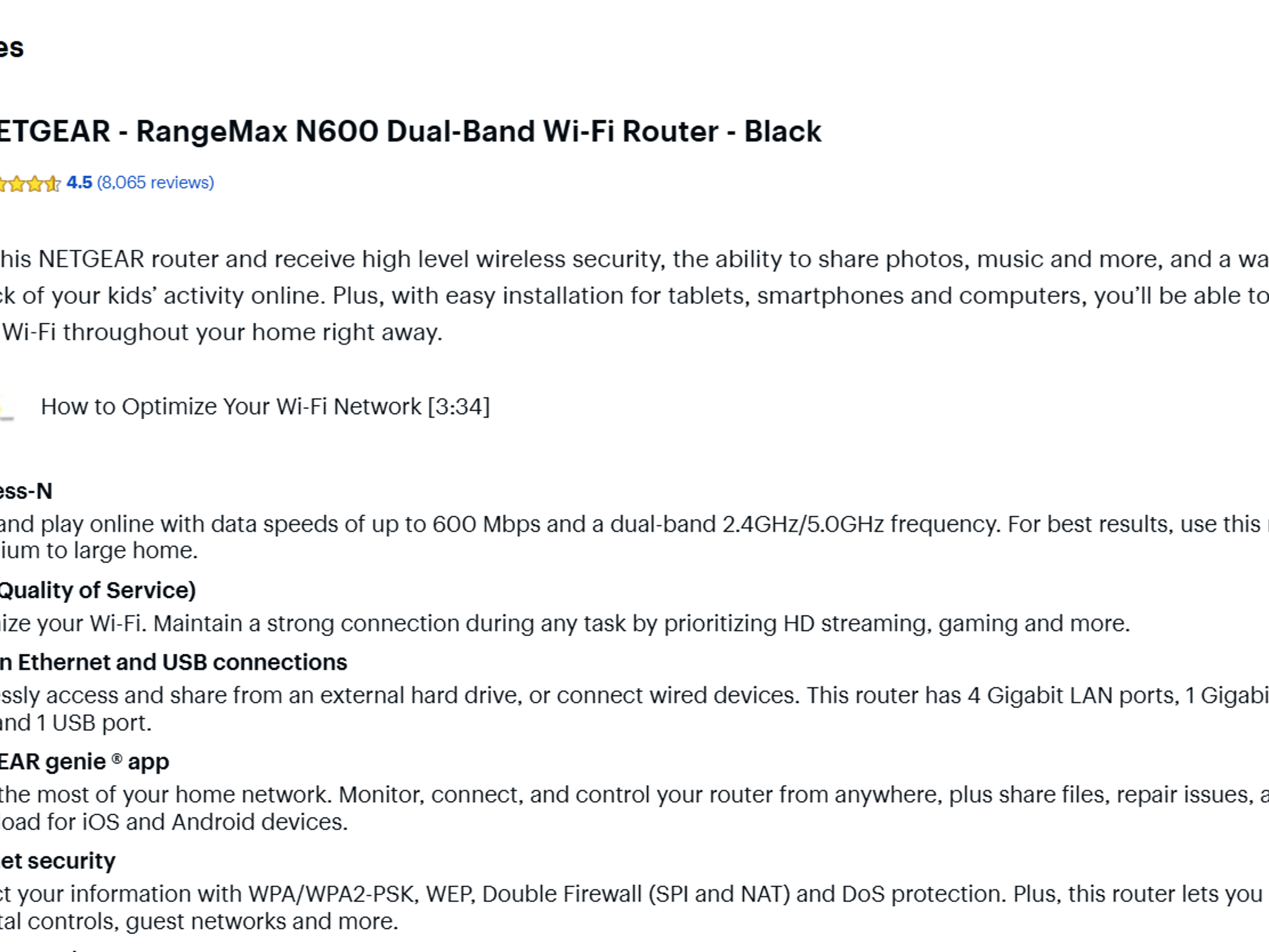 NETGEAR WNDR3400v2-100NAS N600 DUAL BAND WI-FI ROUTER