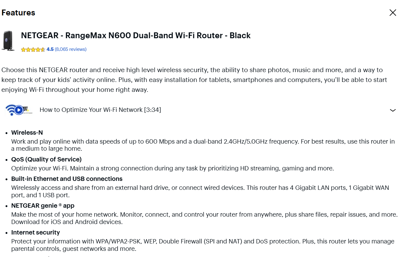 NETGEAR WNDR3400v2-100NAS N600 DUAL BAND WI-FI ROUTER