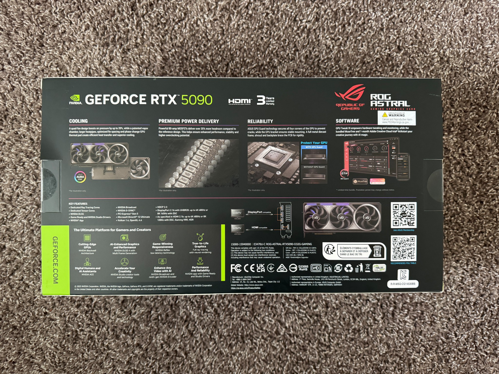 Nvidia Geforce Asus RTX 5090 Rog Astral OC 32GB GDDR7