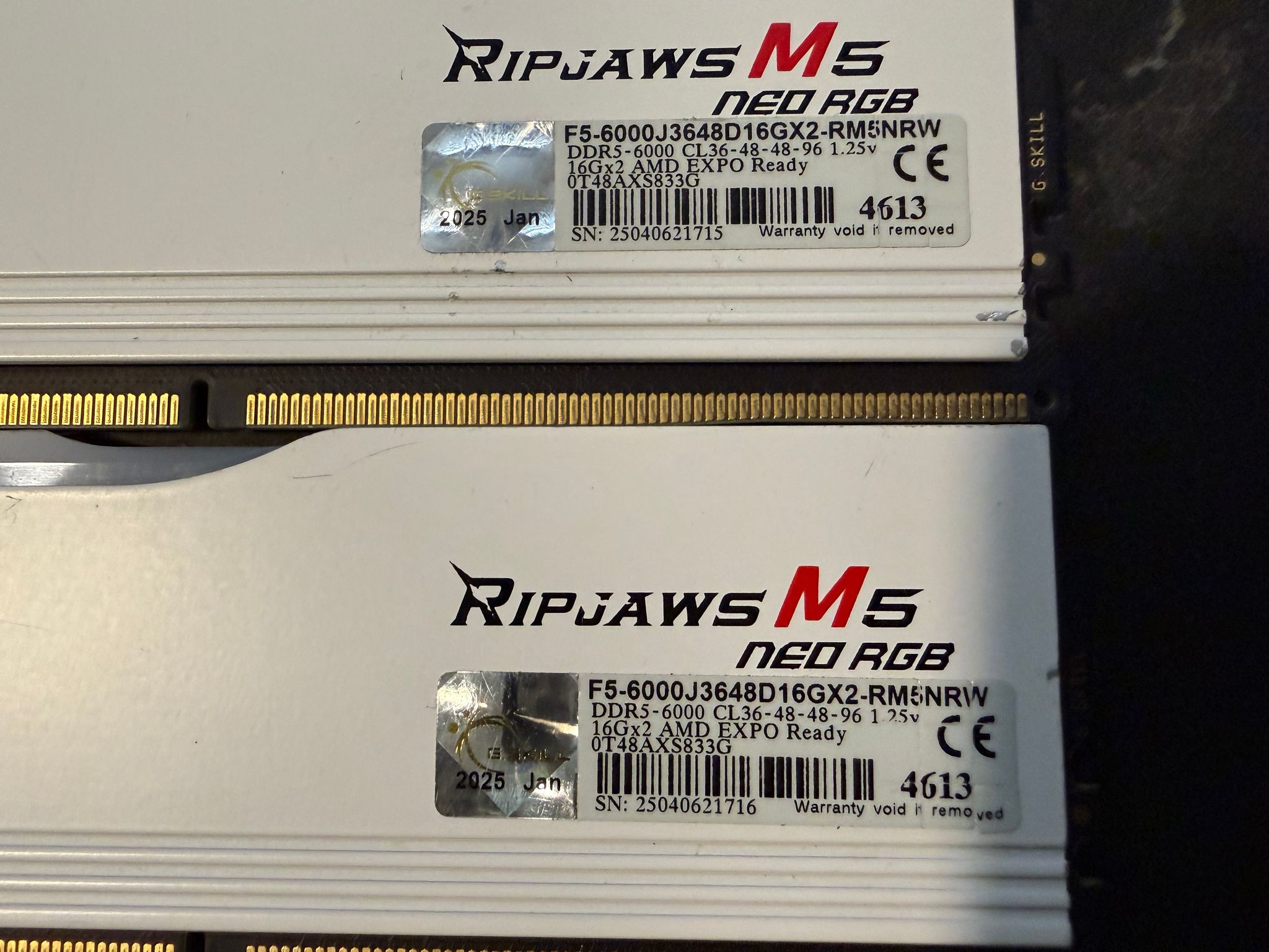 32GB G. Skill RipJaws M5 neo RGB (white) 32GB Kit (16x2) | DDR5 6000 CL36  EXPO/XMP AMD for Ry...