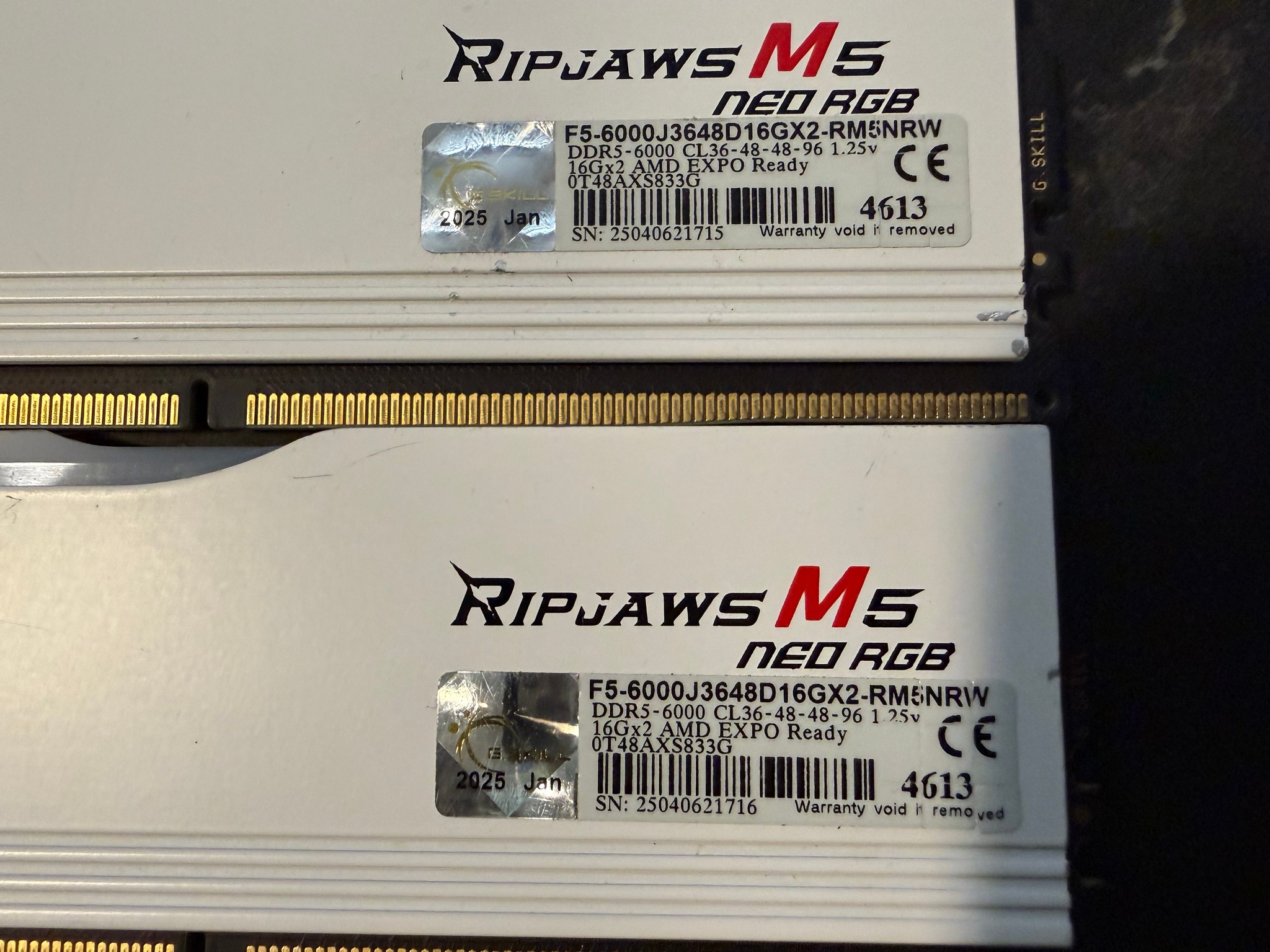 (WHITE) G. Skill RipJaws M5 neo RGB 32GB Kit (16x2) | DDR5 6000 CL36  EXPO/XMP AMD for Ryzen/Intel