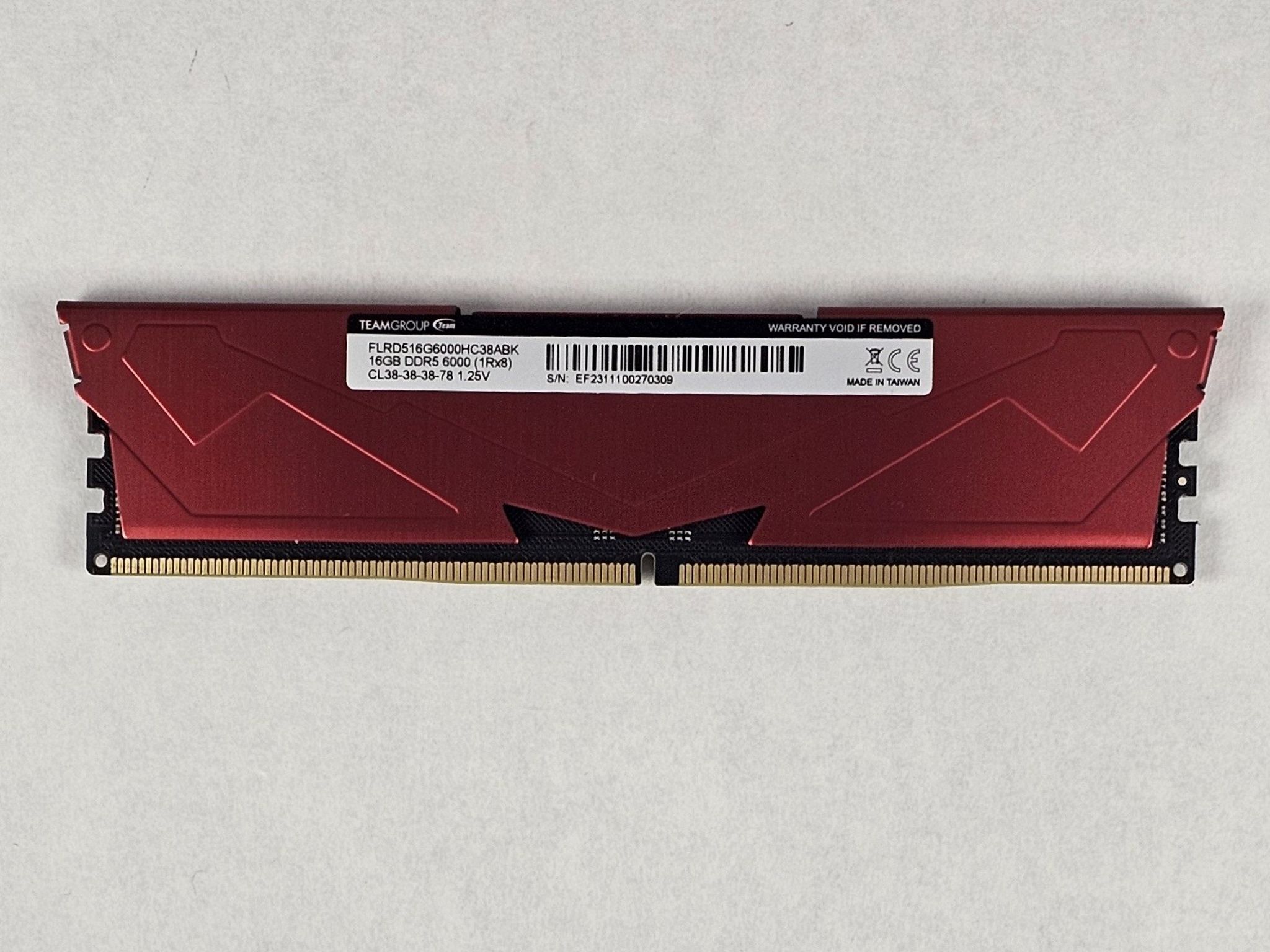 16GB DDR5 (1x16GB) CL38 6000MT/s TEAMGROUP T-Force Vulcan