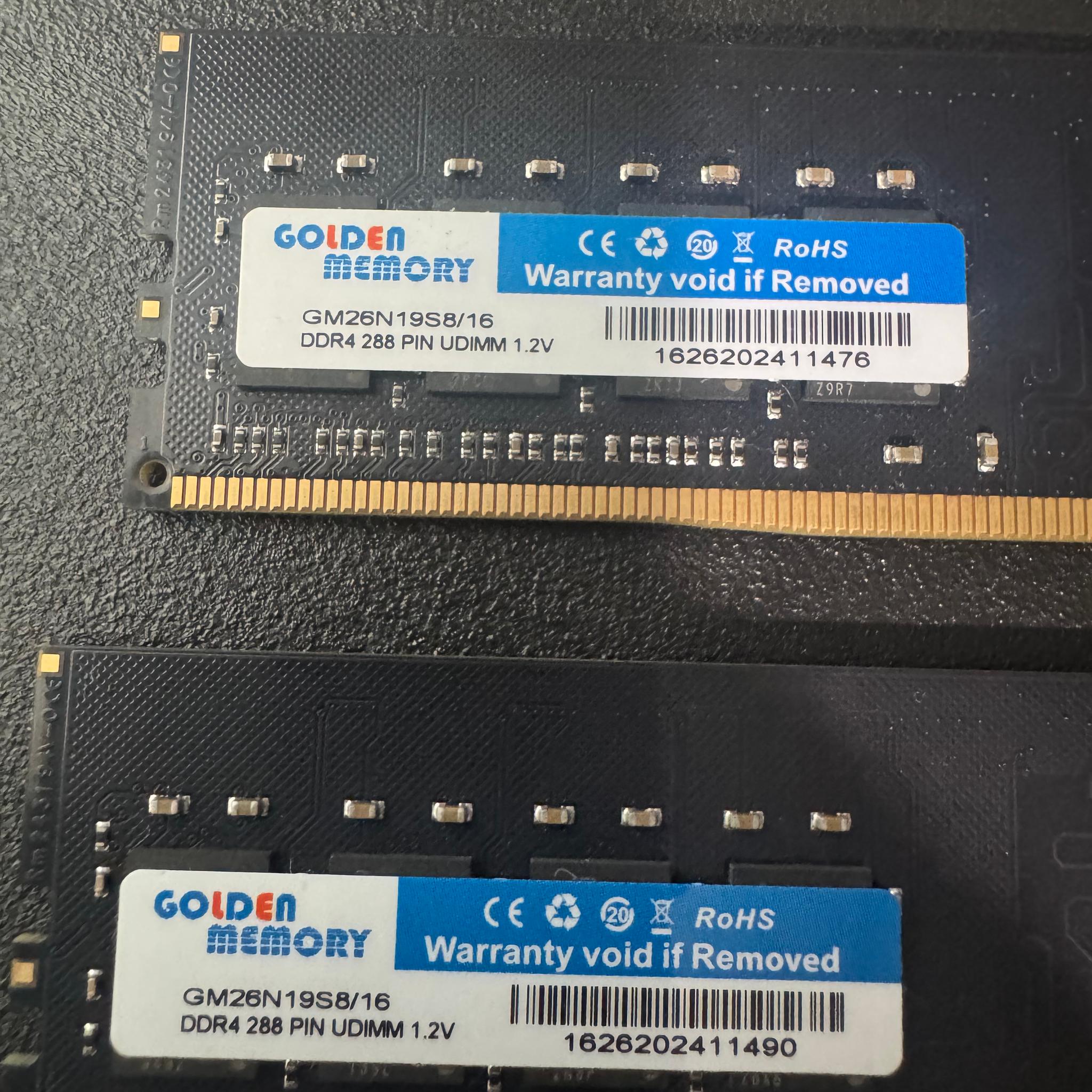 Golden Memory 32GB (2x16GB) DDR4 2666MHz RAM Kit – Tested & Working