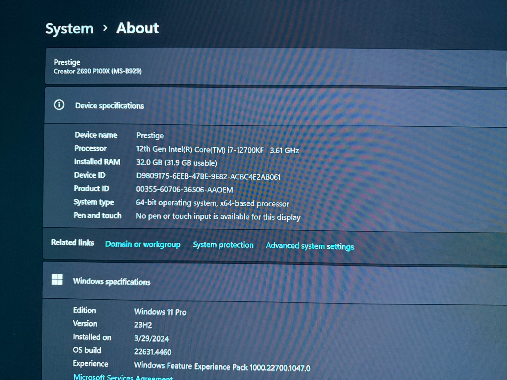 MSI Creator P100X 12700F - 7900 GRE- 32gb Ram - 2tb SSD - 2tb HDD