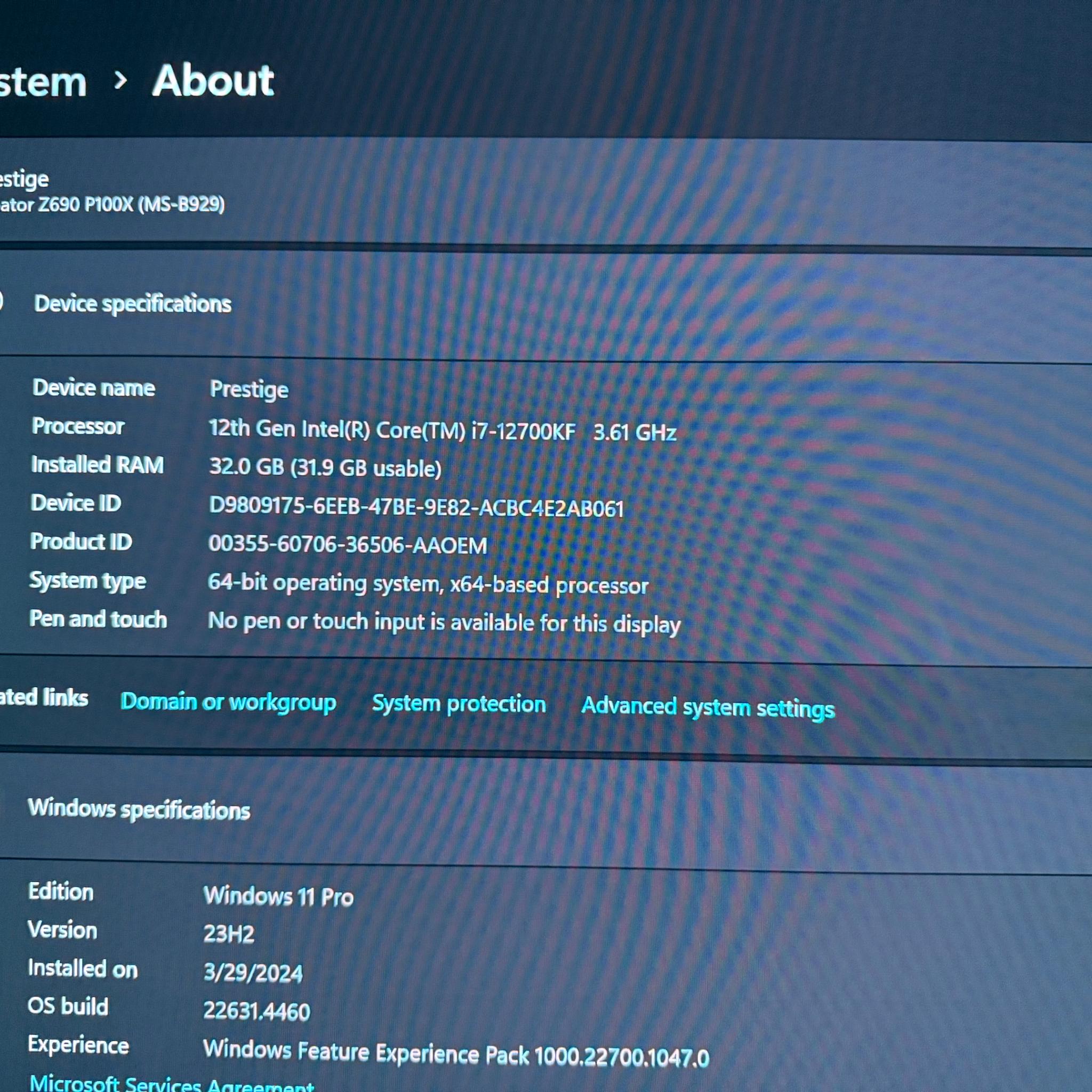 MSI Creator P100X 12700F - 7900 GRE- 32gb Ram - 2tb SSD - 2tb HDD