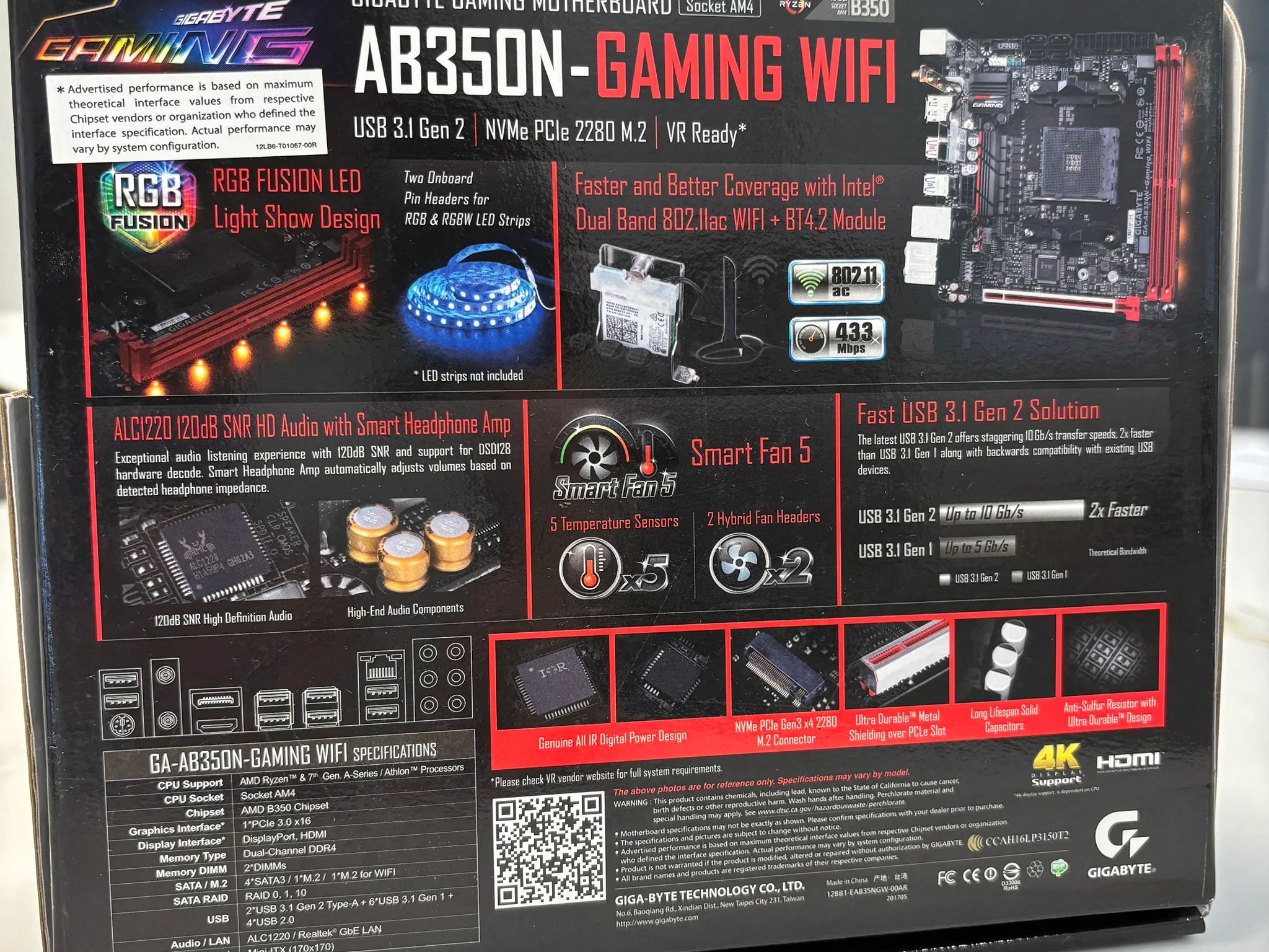 Gigabyte AB350N- Gaming Wifi AM4 mini ITX motherboard