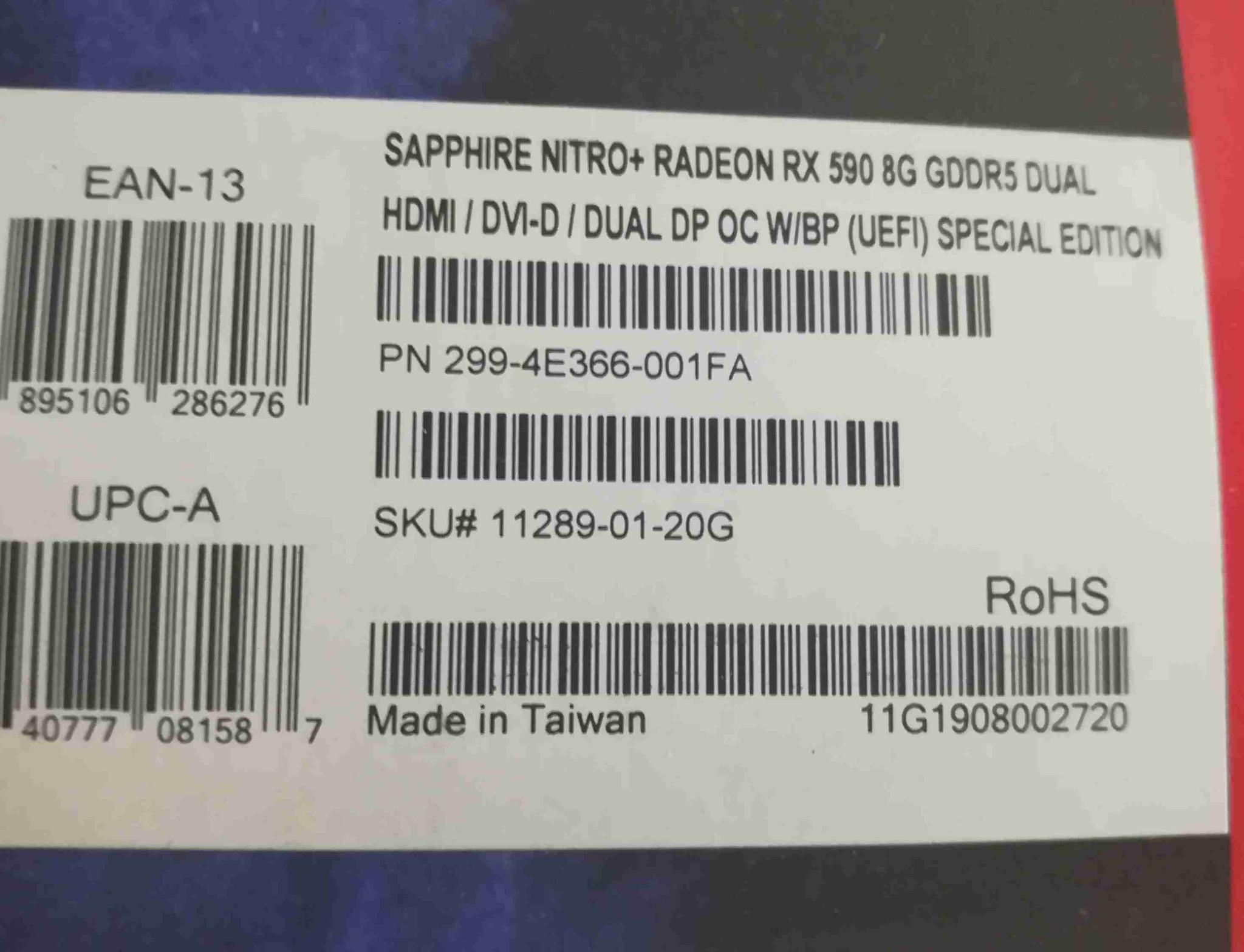 RX 590 - Sapphire Nitro 8GB