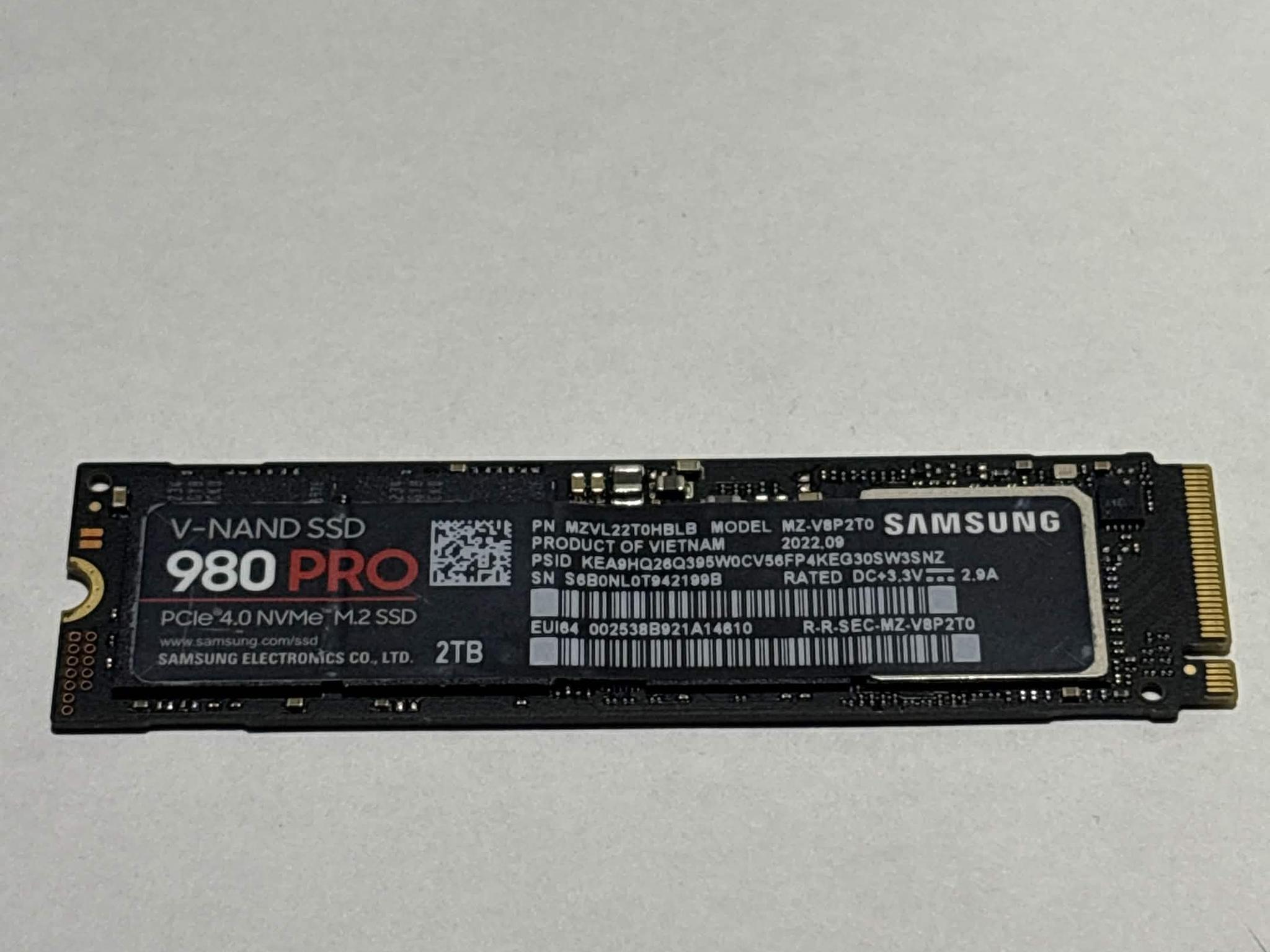 Samsung 980 PRO 2TB PCIe Gen4 NVMe M.2 SSD | Tested Working