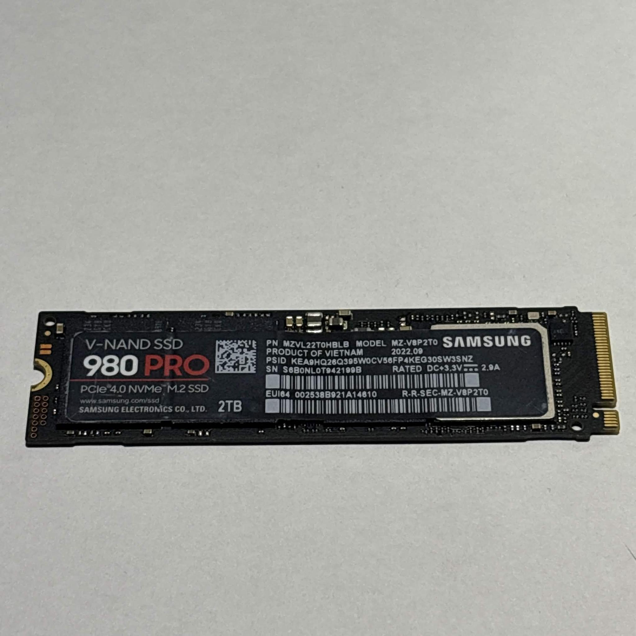 Samsung 980 PRO 2TB PCIe Gen4 NVMe M.2 SSD | Tested Working
