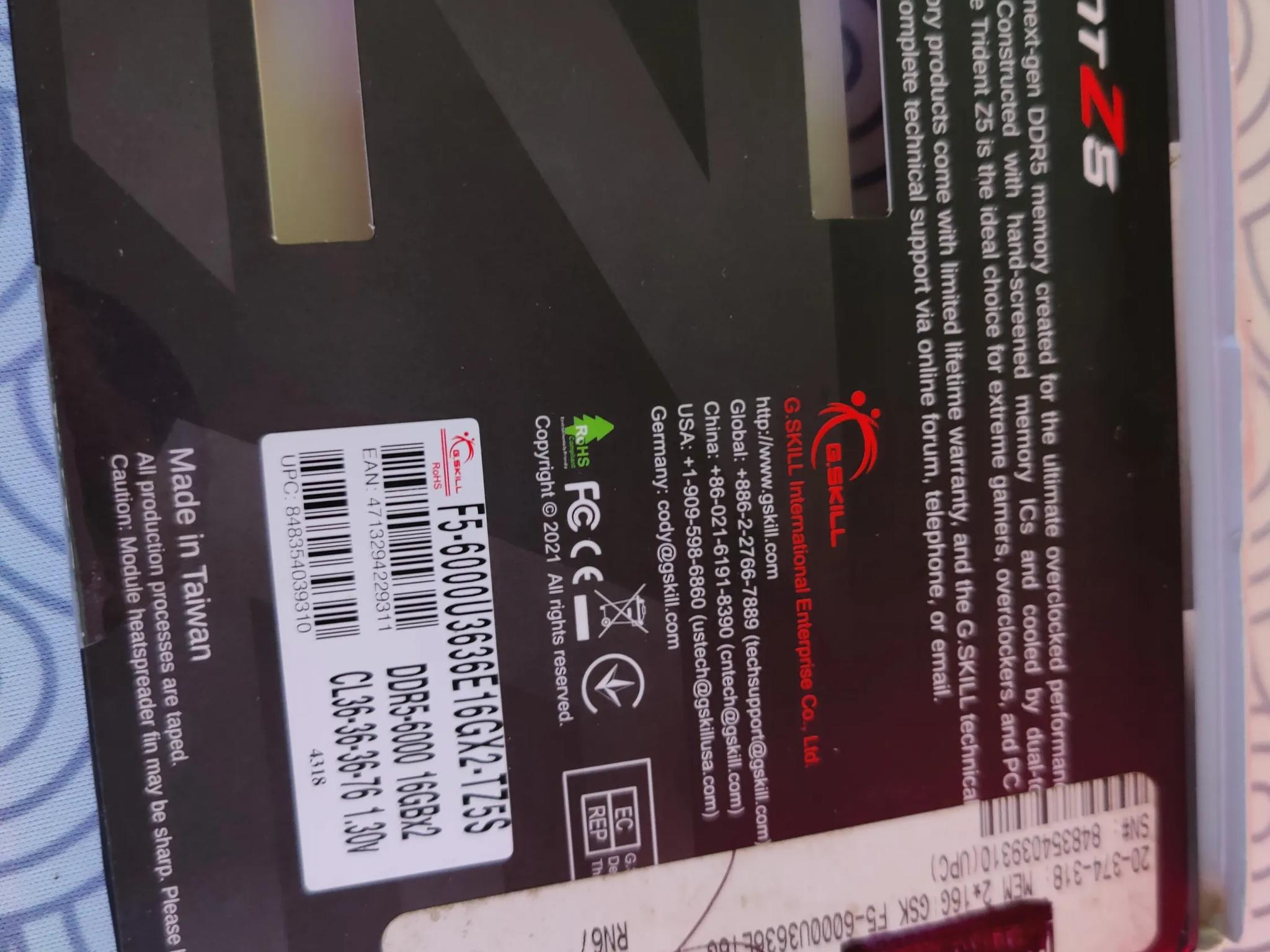 G.Skill DDR5 32GB 6000mhz