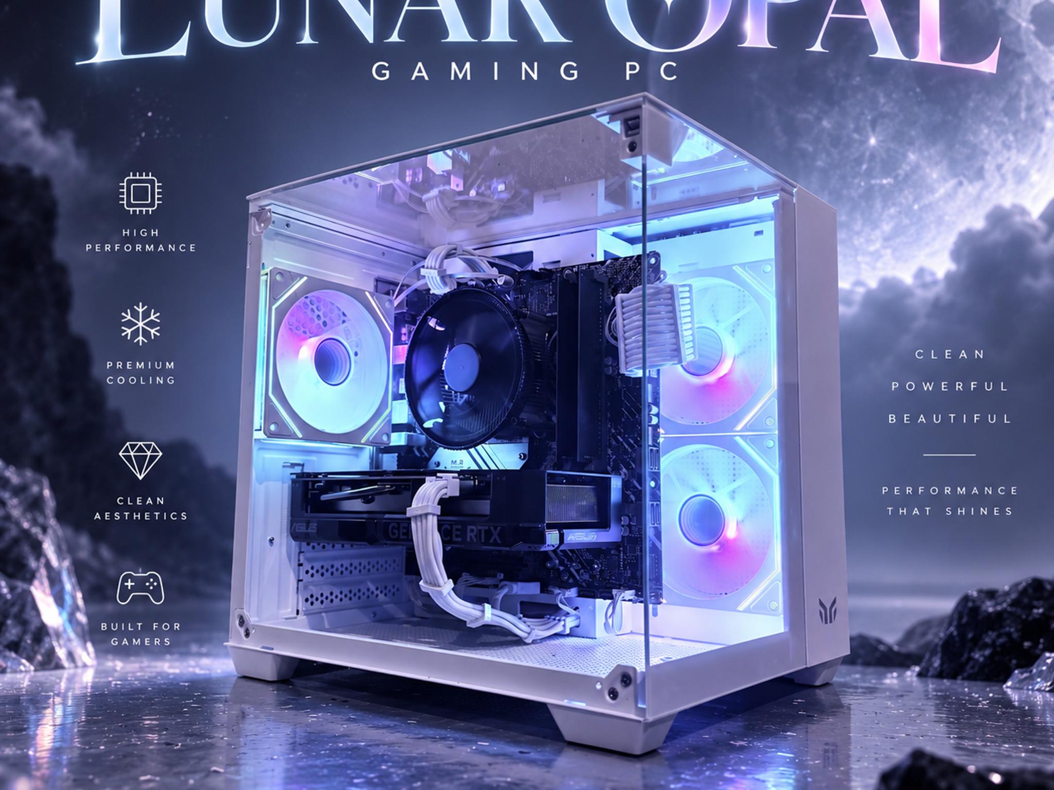 🌈"Lunar Opal"⚪️ | 1080p Gaming | RTX 4060 | i5 12400F | 16B Ram | 1TB SSD | Free Shipping