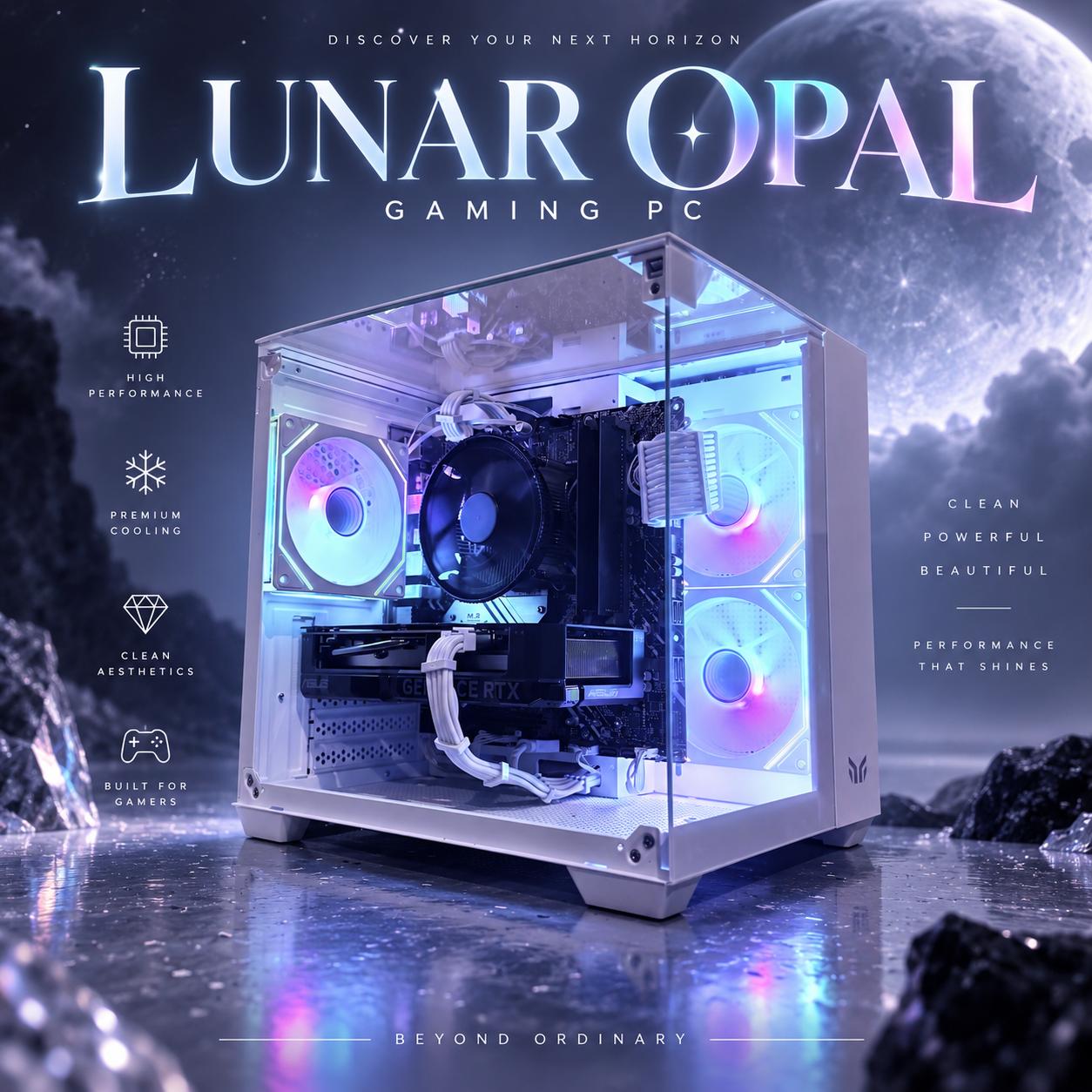 🌈"Lunar Opal"⚪️ | 1080p Gaming | RTX 4060 | i5 12400F | 16B Ram | 1TB SSD | Free Shipping