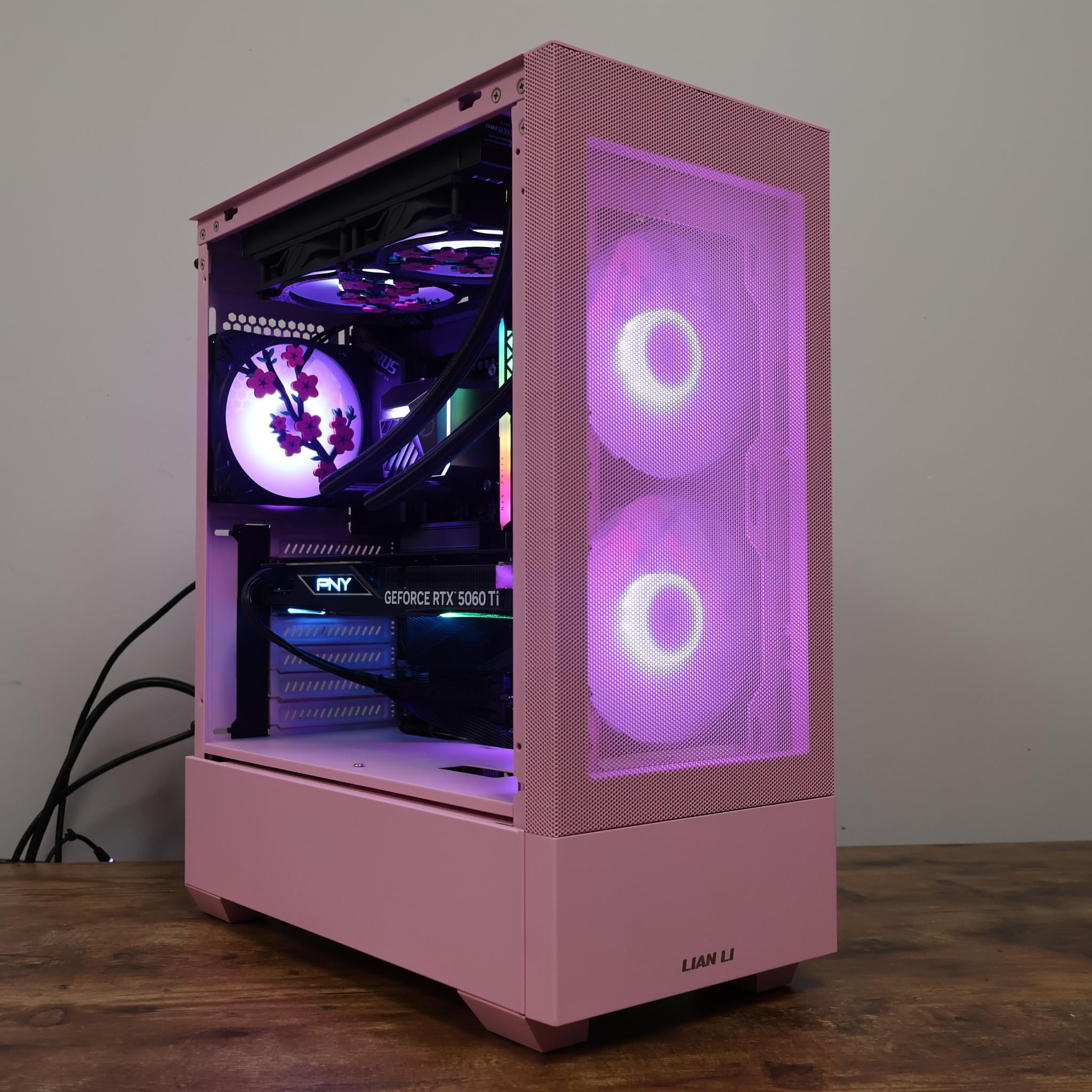 Pink RTX 5060 Ti Gaming PC – Intel i5-14600K | 32GB DDR5 | 1TB M.2 | 1440p Gaming