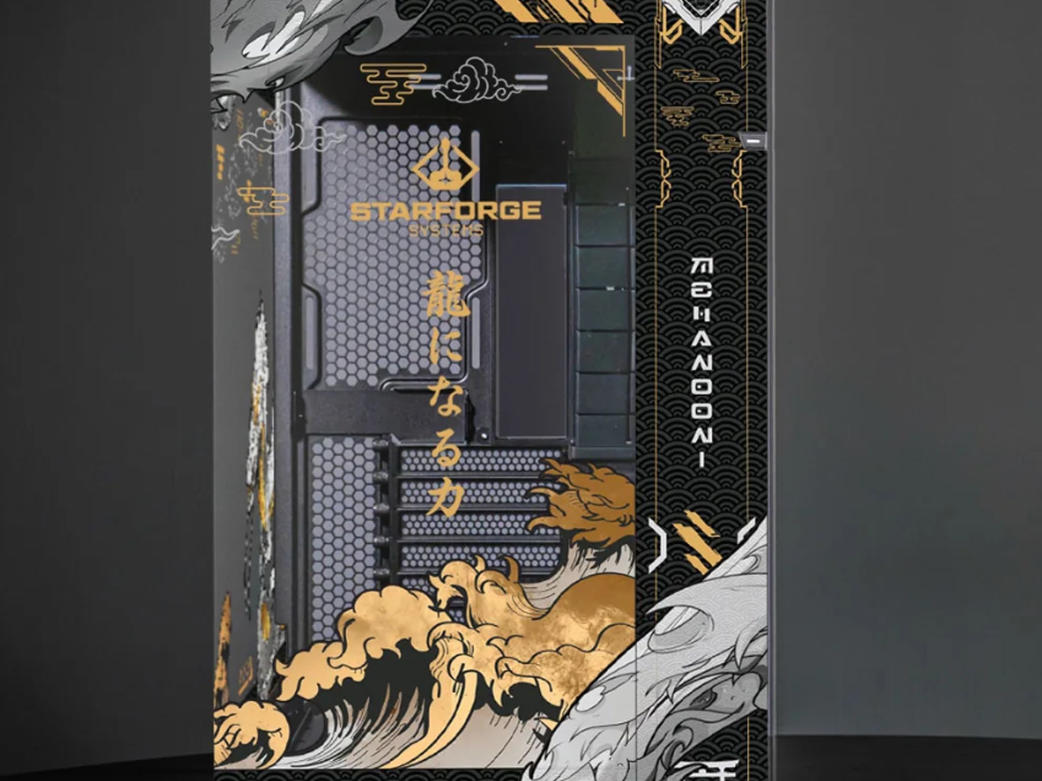Golden Dragon Lian Li O11D Evo RGB Black Gold Anime PC Computer Case