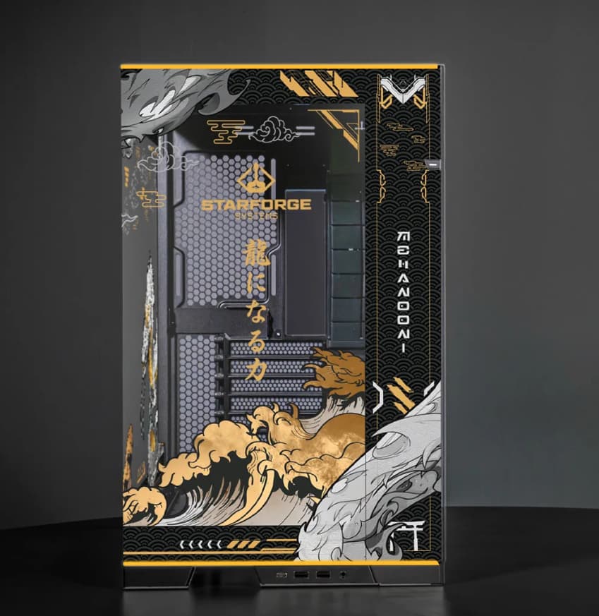 Golden Dragon Lian Li O11D Evo RGB Black Gold Anime PC Computer Case