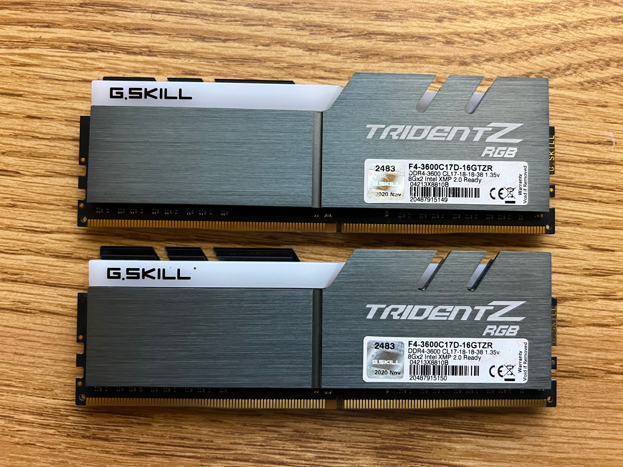 16GB (2x8GB) DDR4-3600MHz CL17 G.SKILL Trident RGB Memory Kit