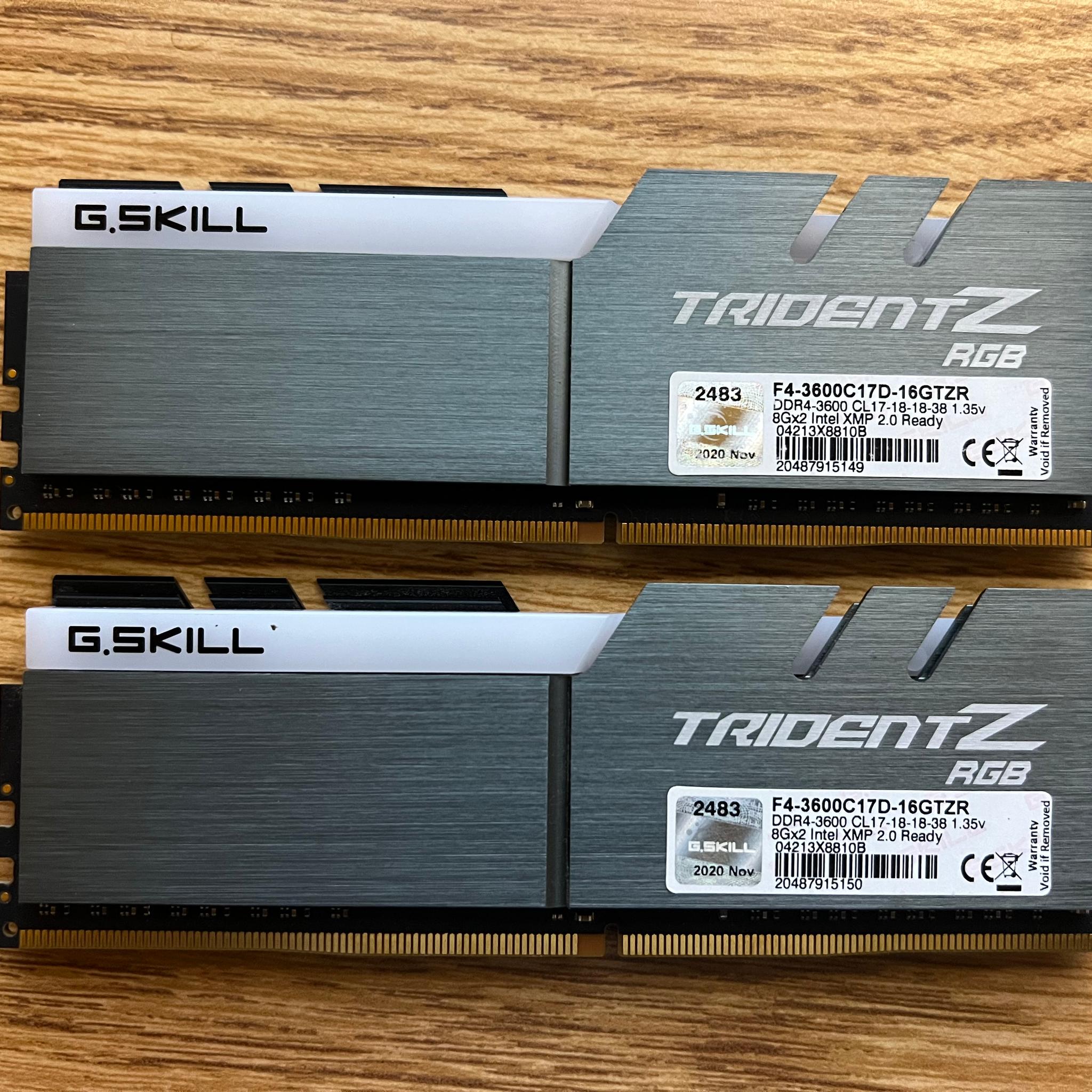 16GB (2x8GB) DDR4-3600MHz CL17 G.SKILL Trident RGB Memory Kit