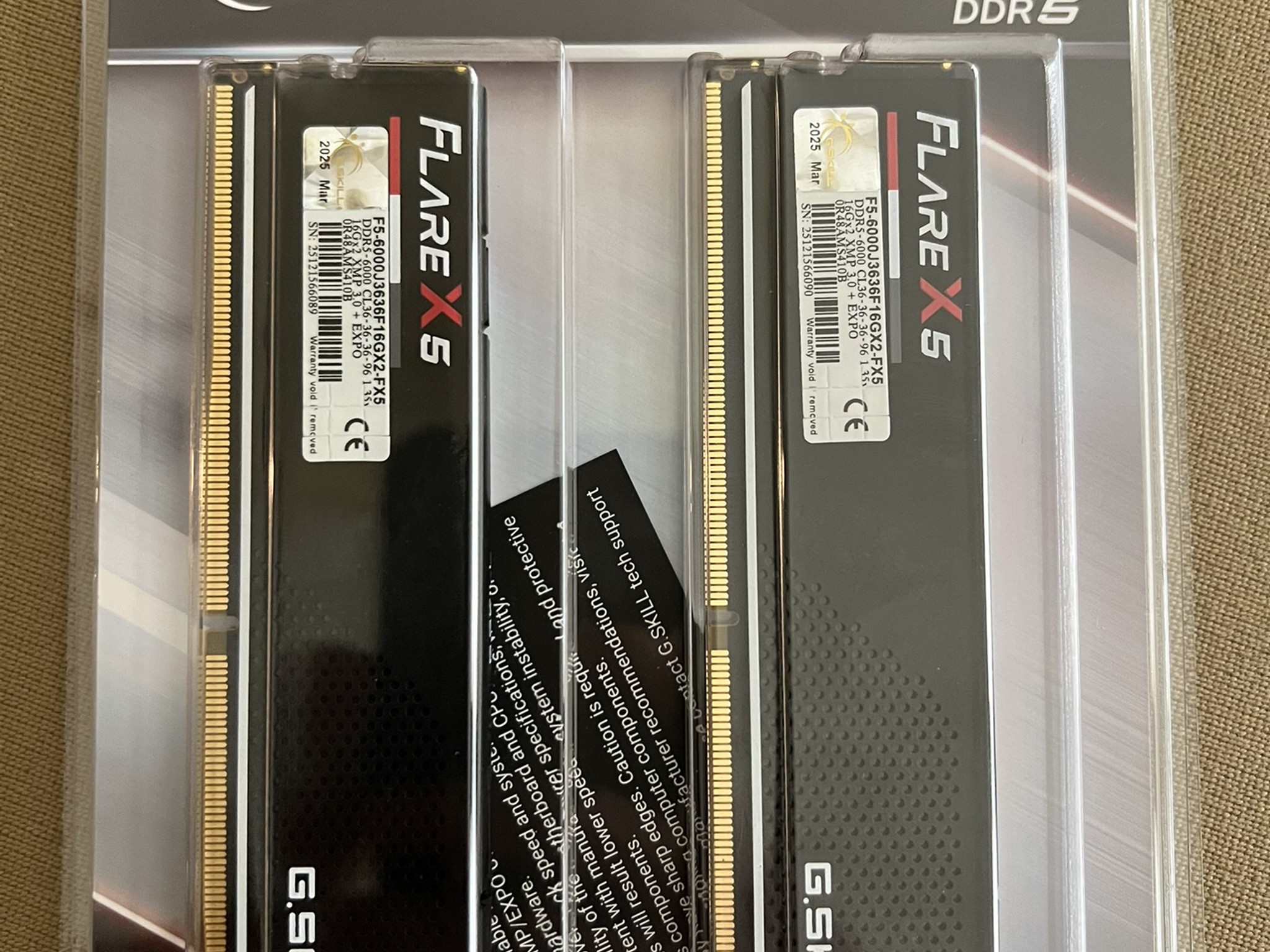NEW G.Skill Flare X5 32GB (2 x 16GB) DDR5-6000 CL36