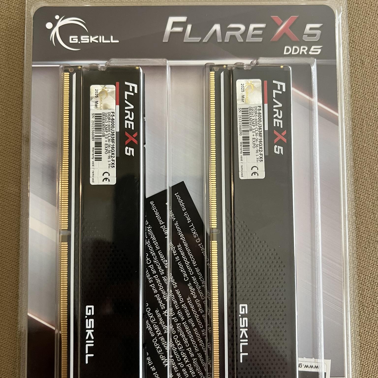 NEW G.Skill Flare X5 32GB (2 x 16GB) DDR5-6000 CL36