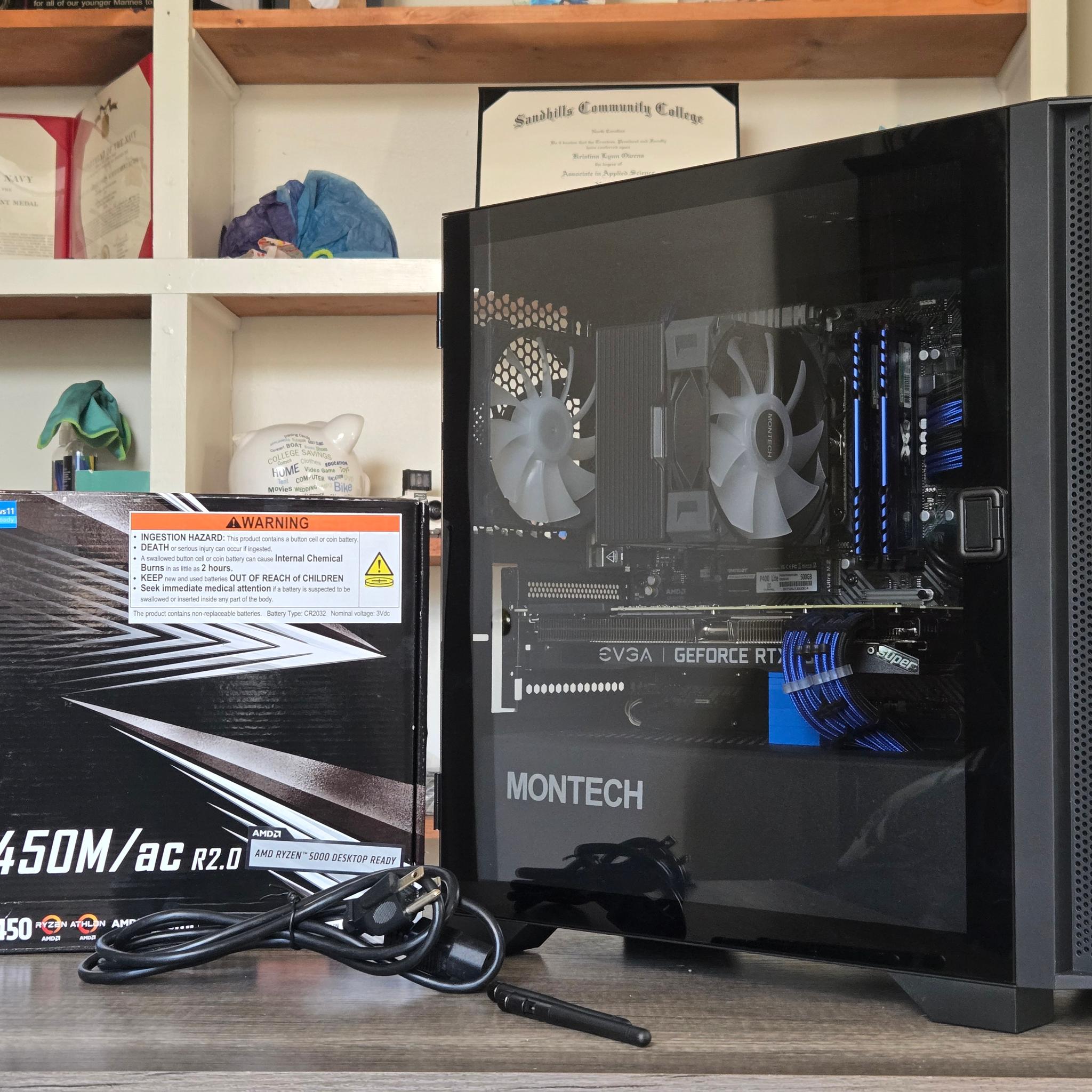 Blue + Black Gaming PC | RTX 2070 Super | Ryzen 5 3600 | 16GB | 1TB | 500W | Wi-Fi + BT | ARGB
