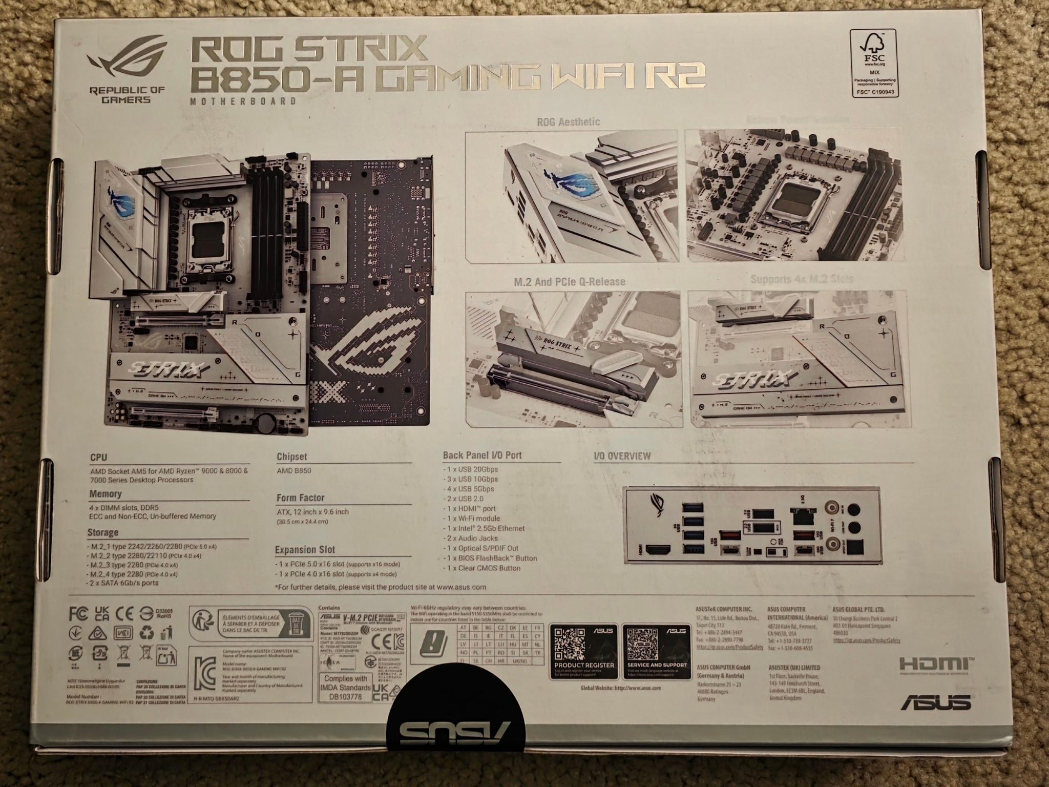 ASUS ROG STRIX B850-A GAMING WIFI R2 AM5 ATX Motherboard Brand New Sealed